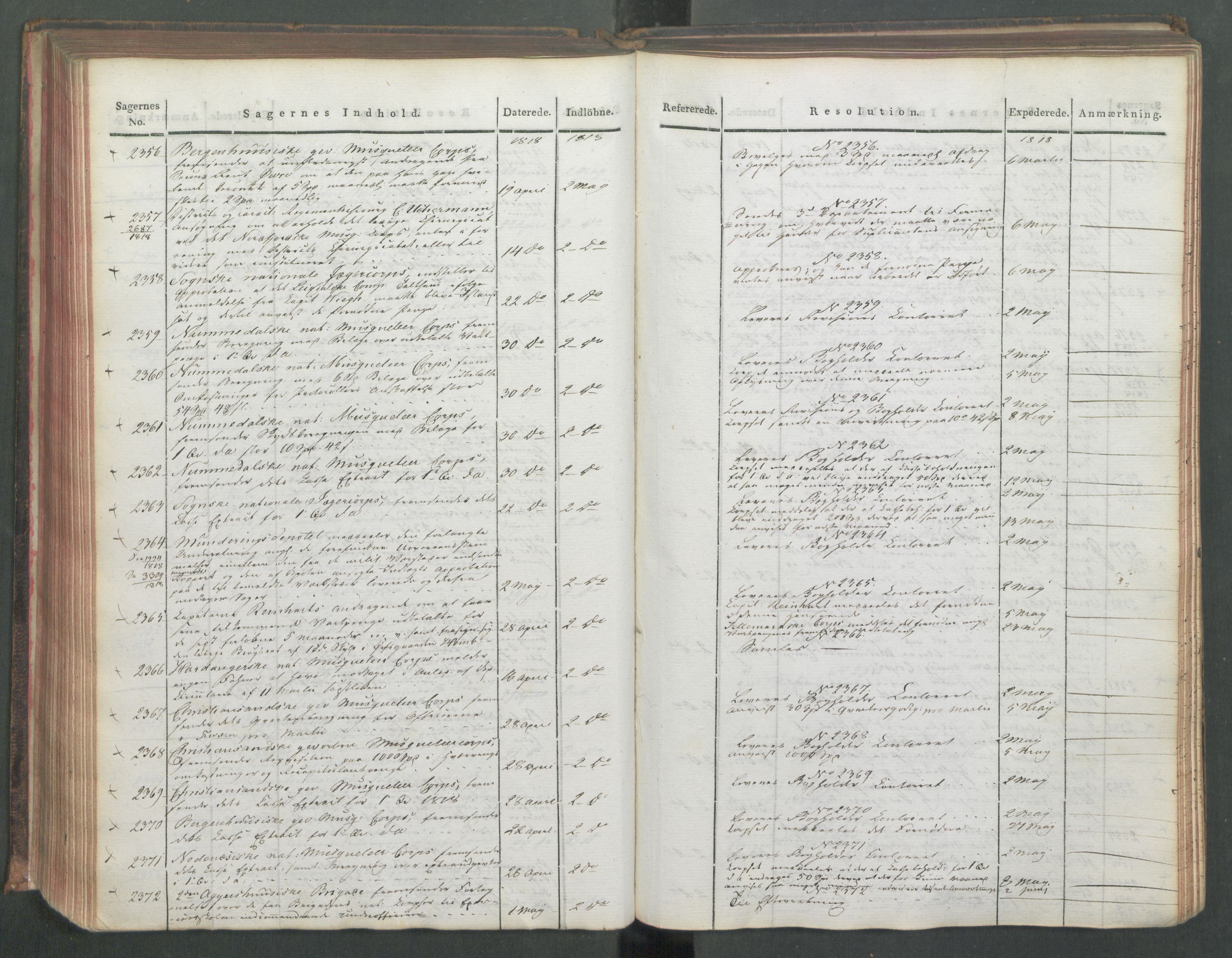 Armédepartementet, AV/RA-RAFA-3493/C/Ca/L0015: 6. Departements Journal, 1818