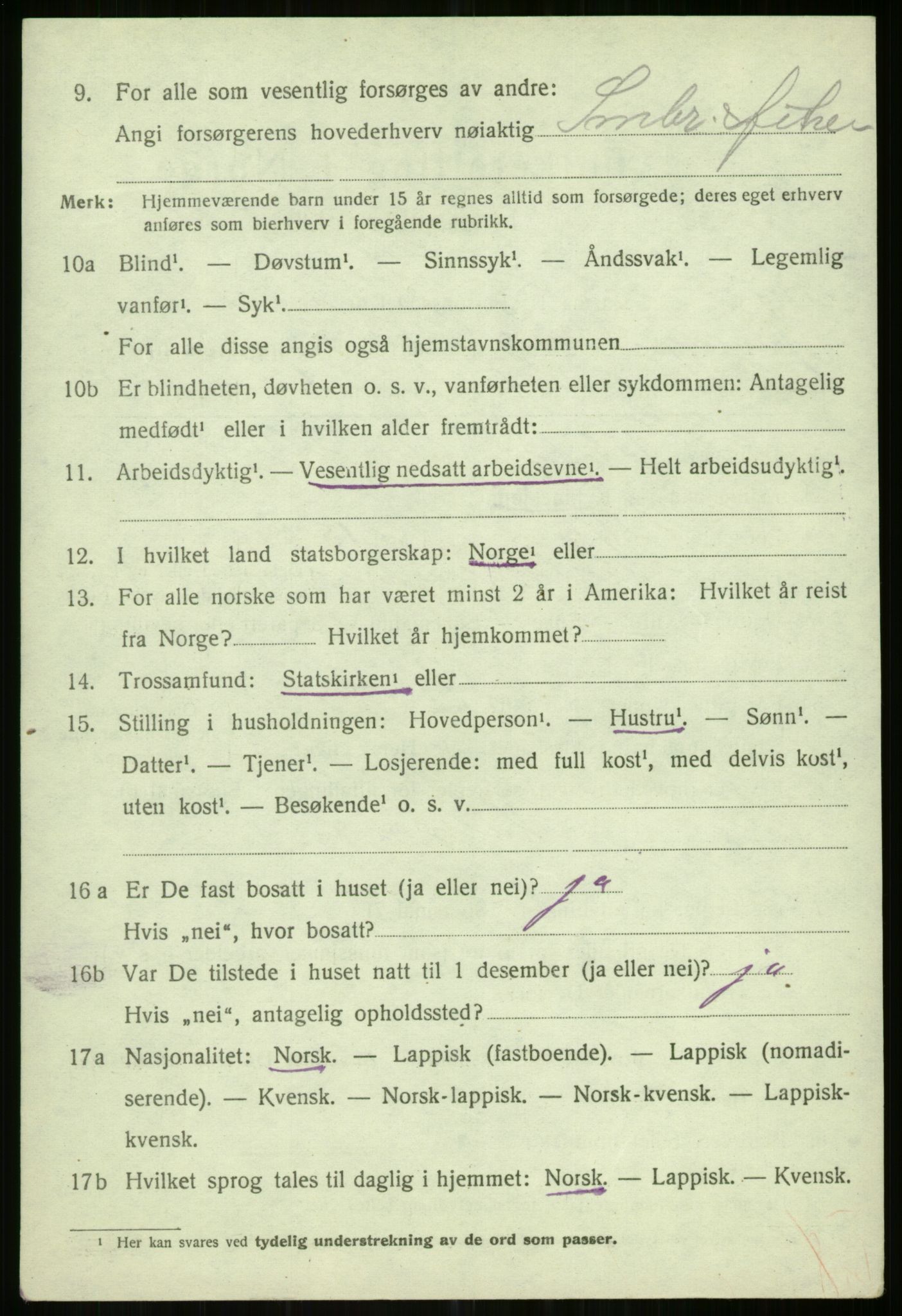 SATØ, 1920 census for Helgøy, 1920, p. 1460