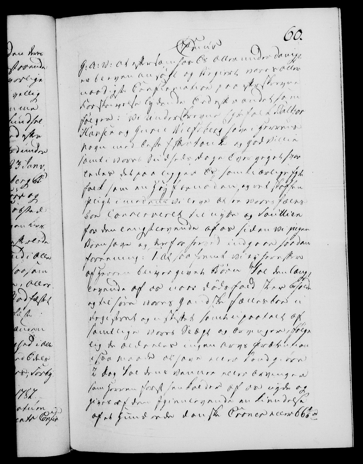 Danske Kanselli 1572-1799, RA/EA-3023/F/Fc/Fca/Fcaa/L0049: Norske registre, 1782-1783, p. 60a