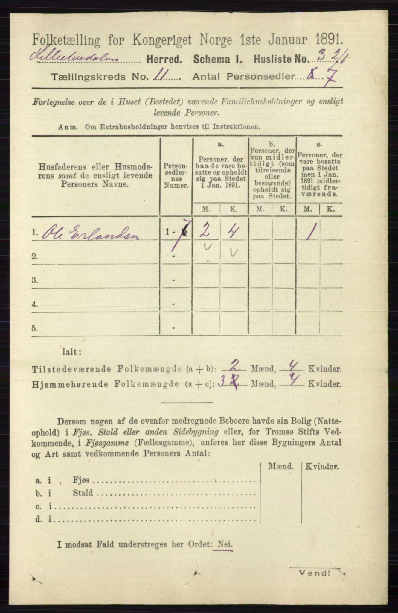 RA, 1891 census for 0438 Lille Elvedalen, 1891, p. 3776