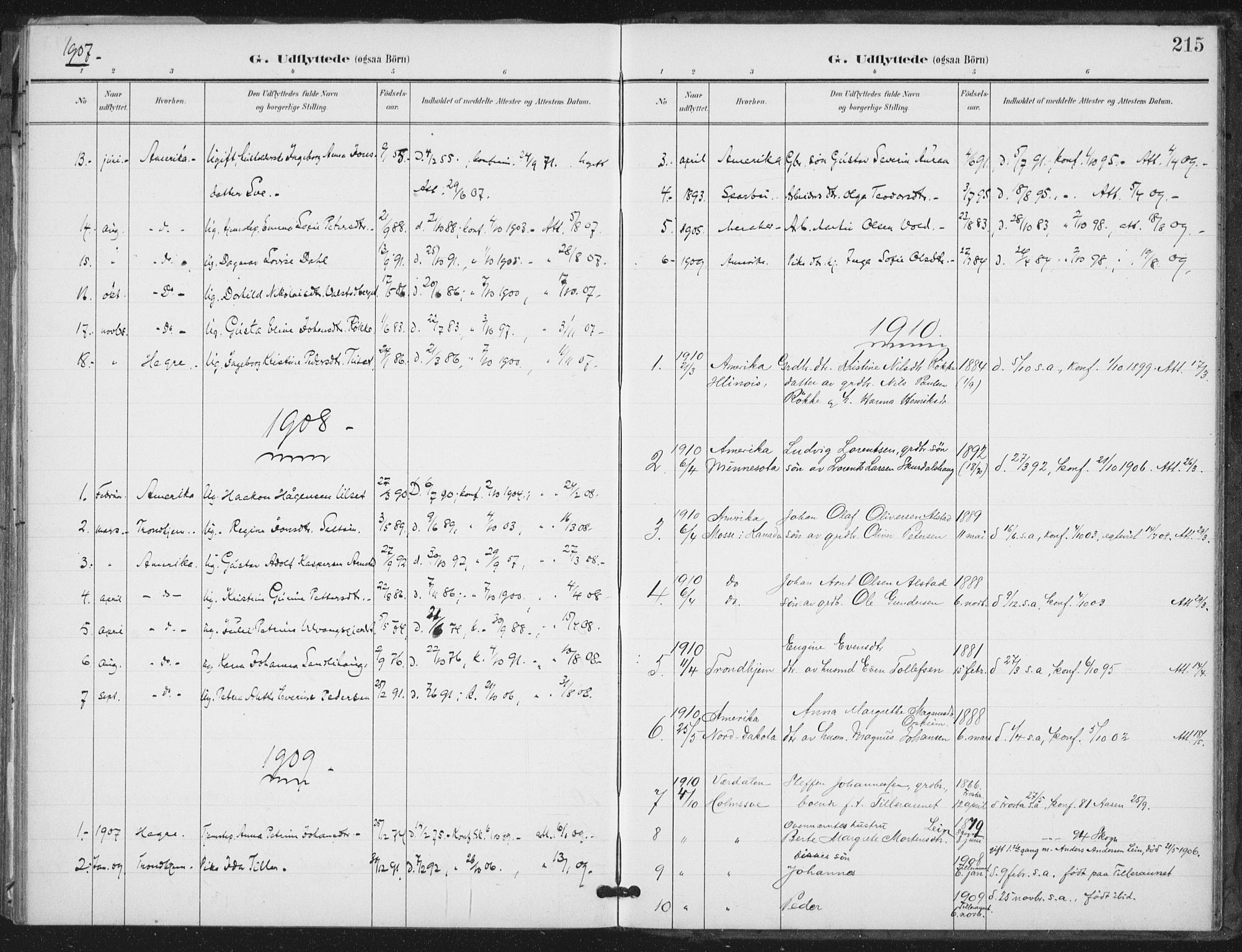 Ministerialprotokoller, klokkerbøker og fødselsregistre - Nord-Trøndelag, SAT/A-1458/712/L0101: Parish register (official) no. 712A02, 1901-1916, p. 215