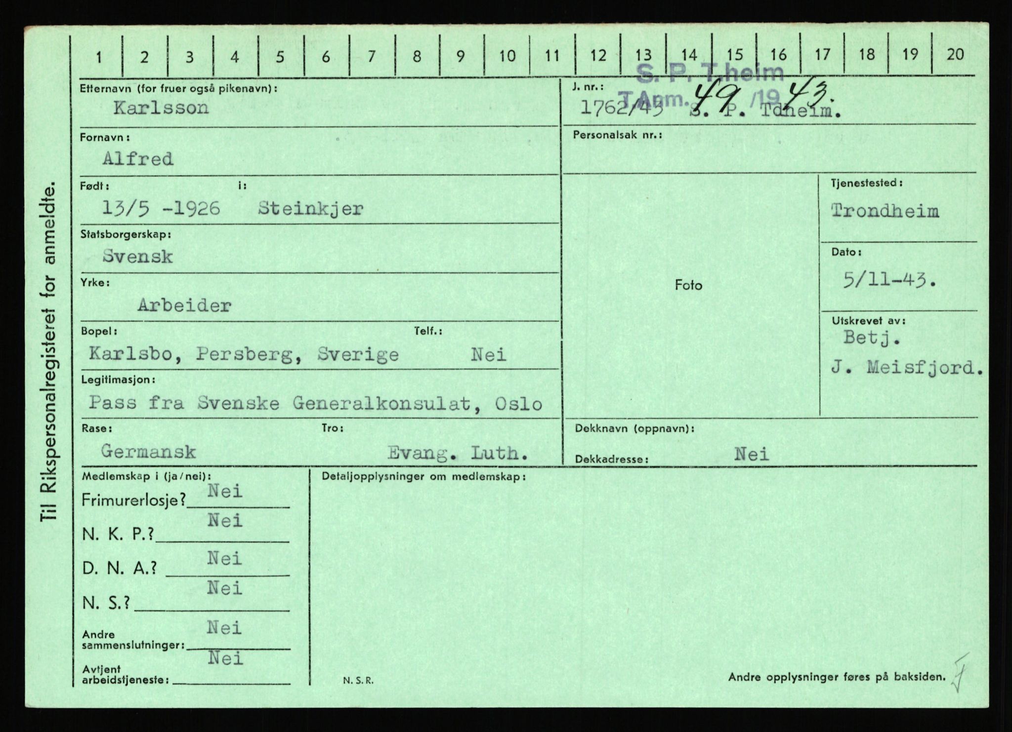 Statspolitiet - Hovedkontoret / Osloavdelingen, AV/RA-S-1329/C/Ca/L0008: Johan(nes)sen - Knoph, 1943-1945, p. 3770