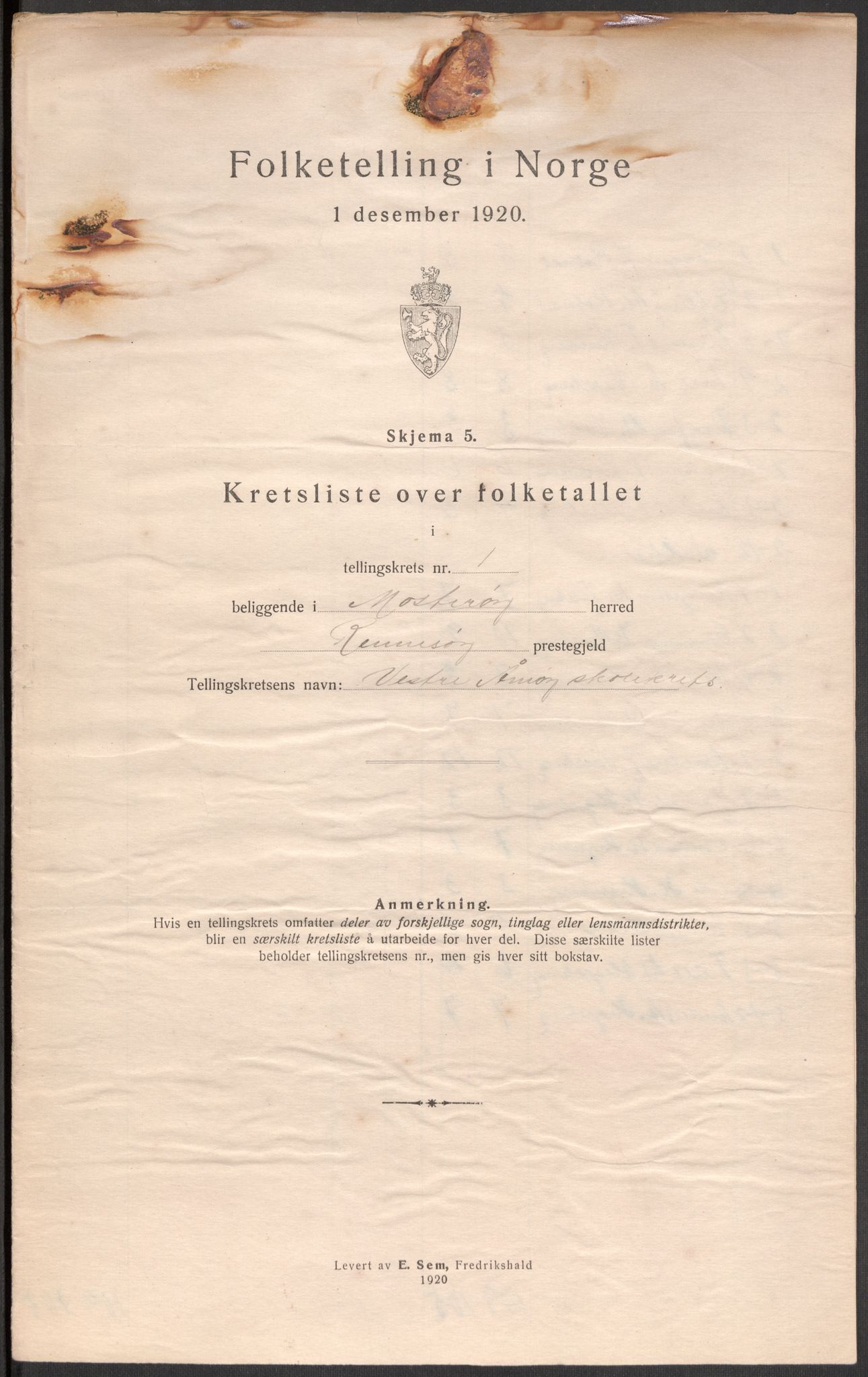 SAST, 1920 census for Mosterøy, 1920, p. 11