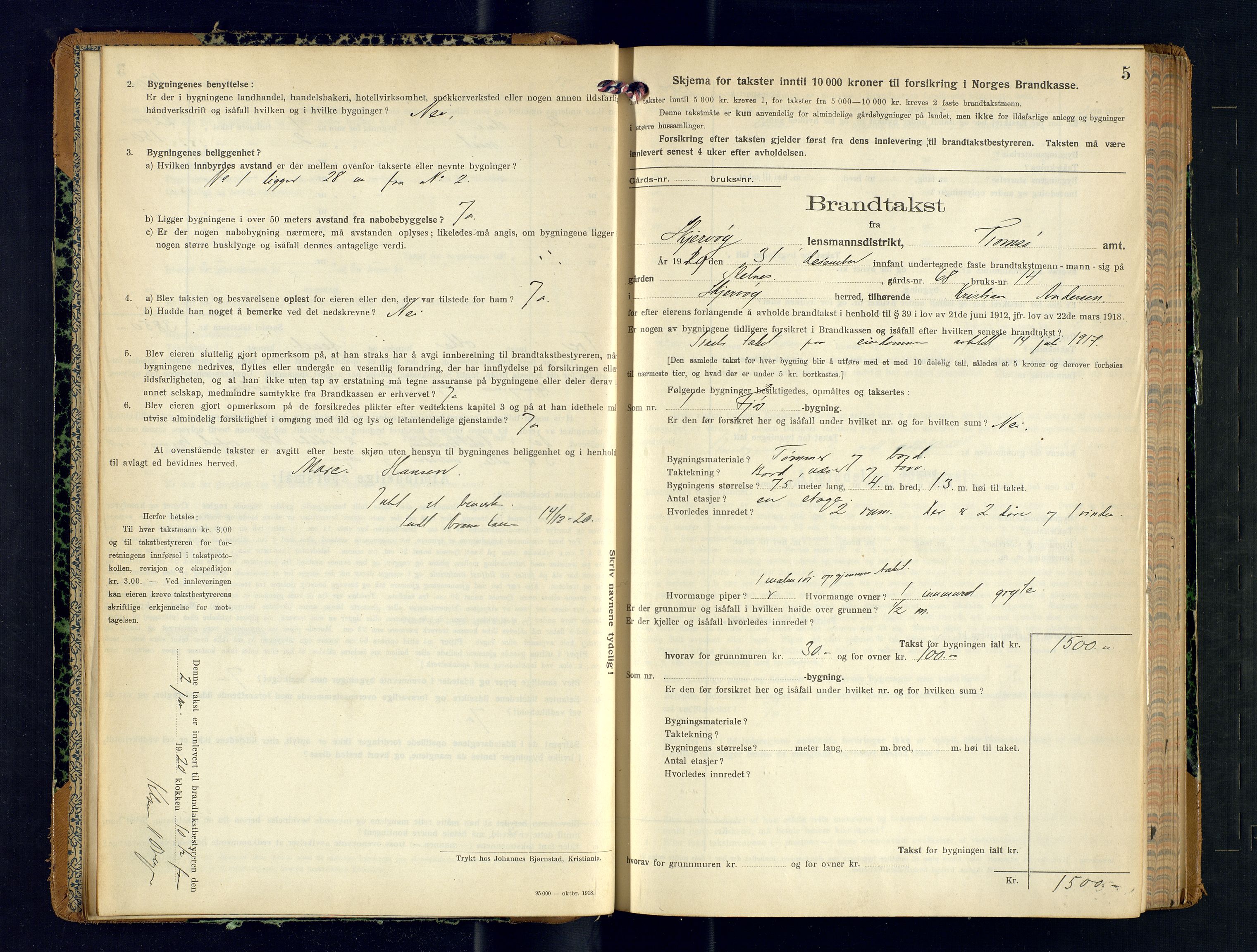 Skjervøy lensmannskontor, AV/SATØ-SATØ-63/F/Fu/Fub/L0254: Branntakstprotokoll (S), 1919-1921, p. 4-5