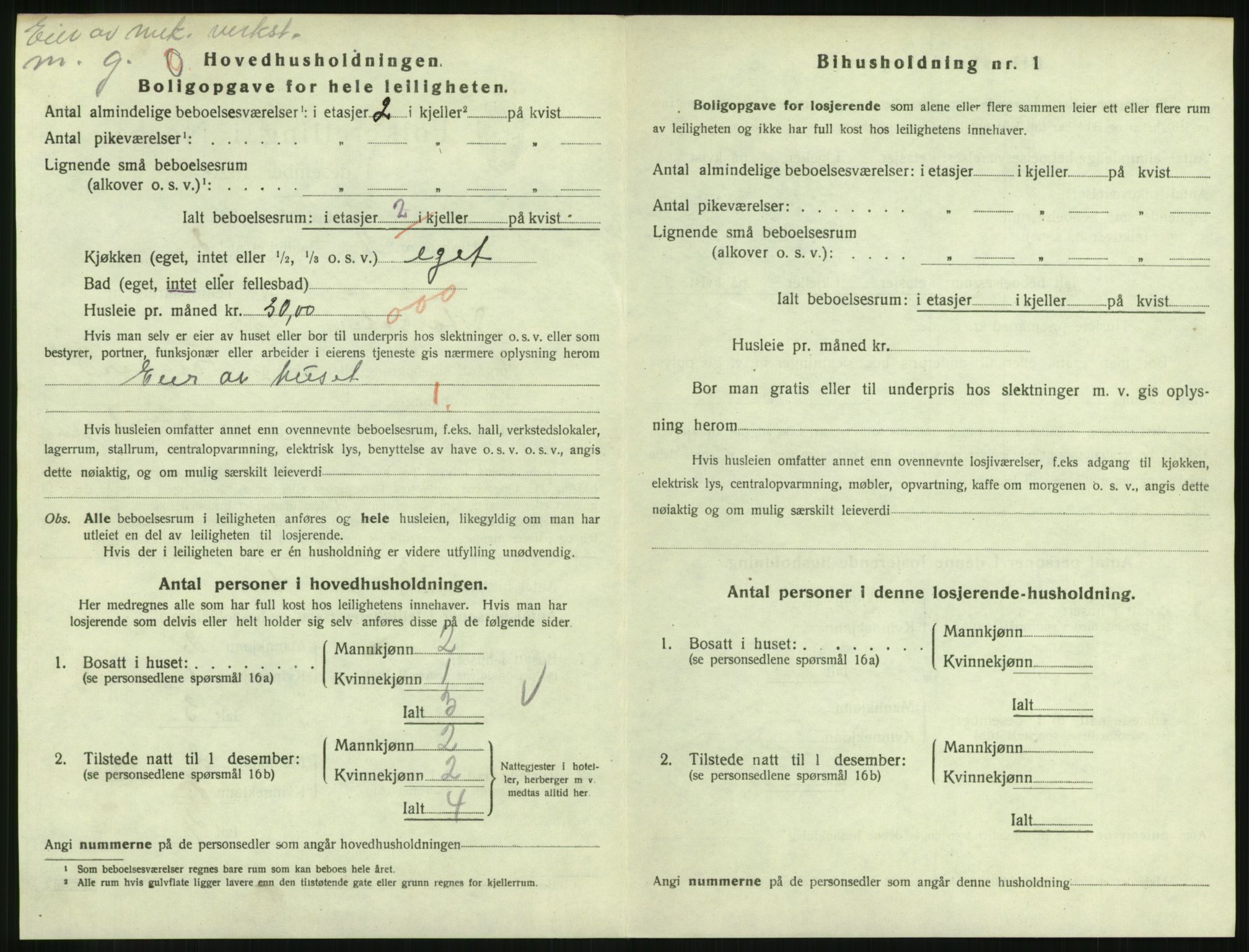 SAH, 1920 census for Lillehammer, 1920, p. 3061