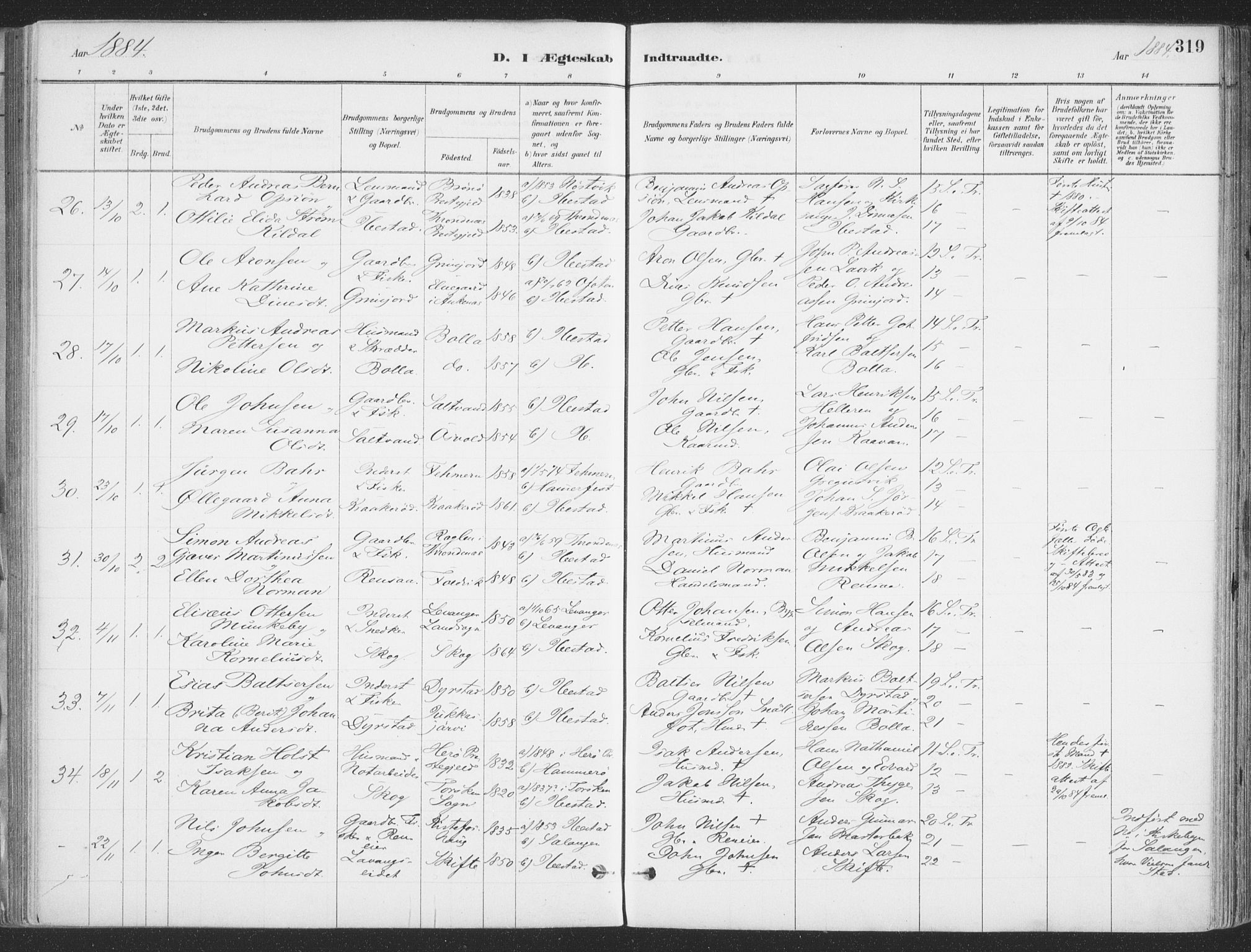 Ibestad sokneprestembete, SATØ/S-0077/H/Ha/Haa/L0011kirke: Parish register (official) no. 11, 1880-1889, p. 319
