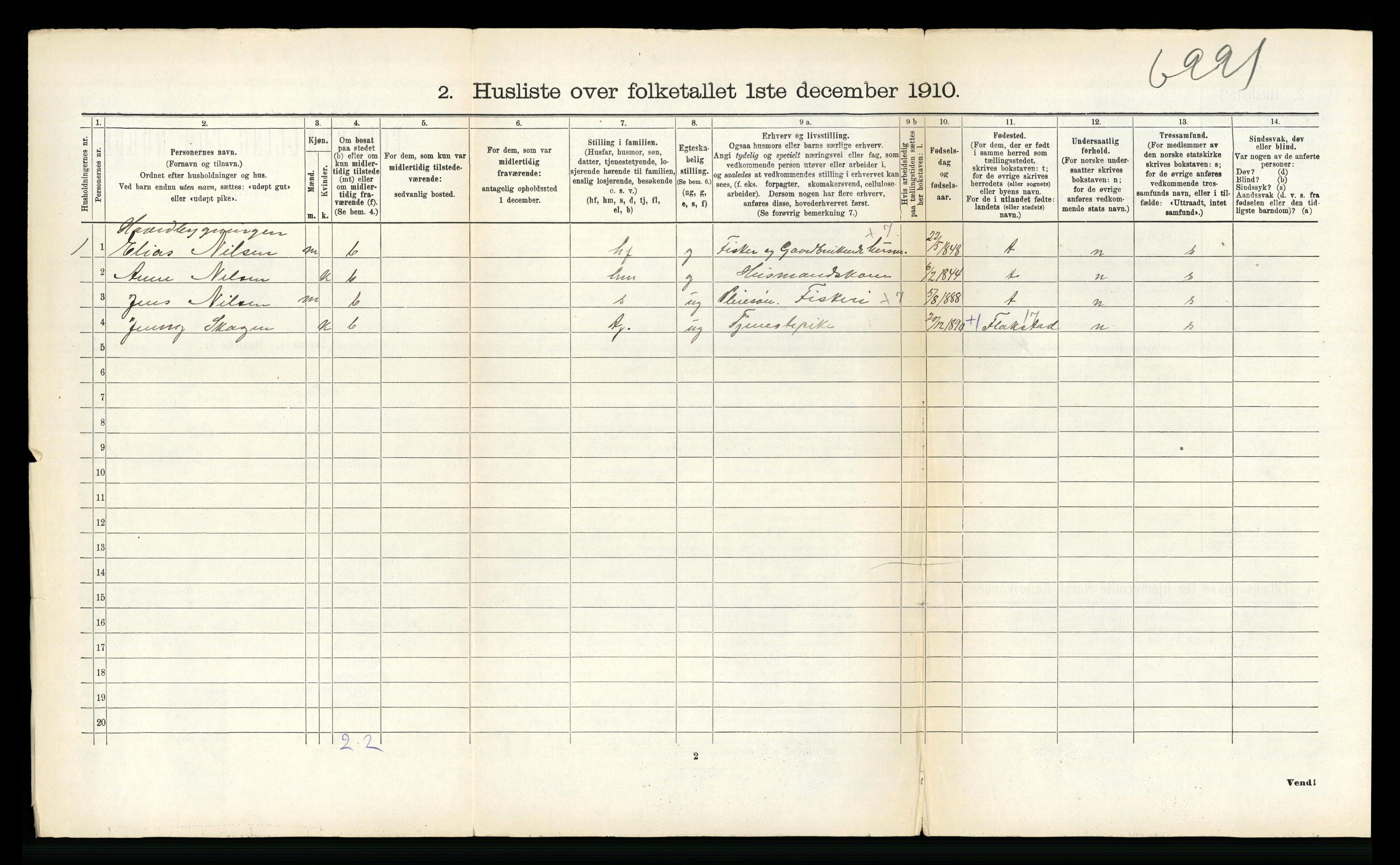 RA, 1910 census for Hadsel, 1910, p. 878