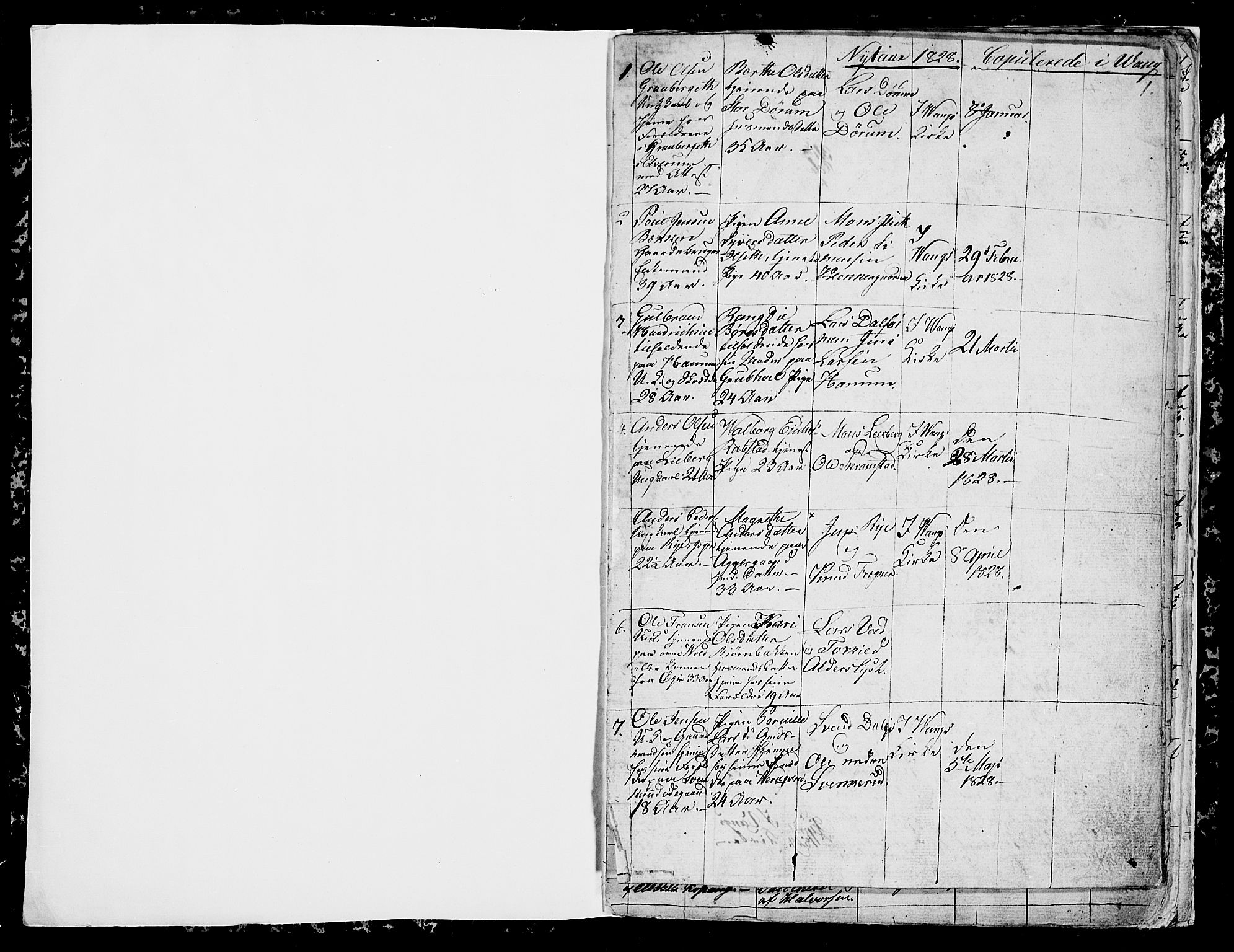 Vang prestekontor, Hedmark, SAH/PREST-008/H/Ha/Hab/L0007: Parish register (copy) no. 7, 1828-1832, p. 0-1