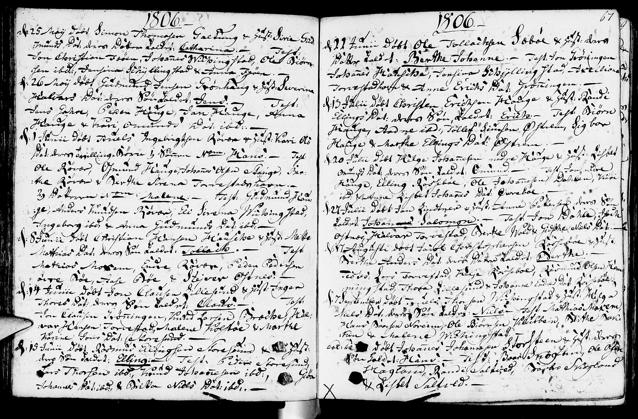 Torvastad sokneprestkontor, AV/SAST-A -101857/H/Ha/Haa/L0002: Parish register (official) no. A 2, 1801-1817, p. 67
