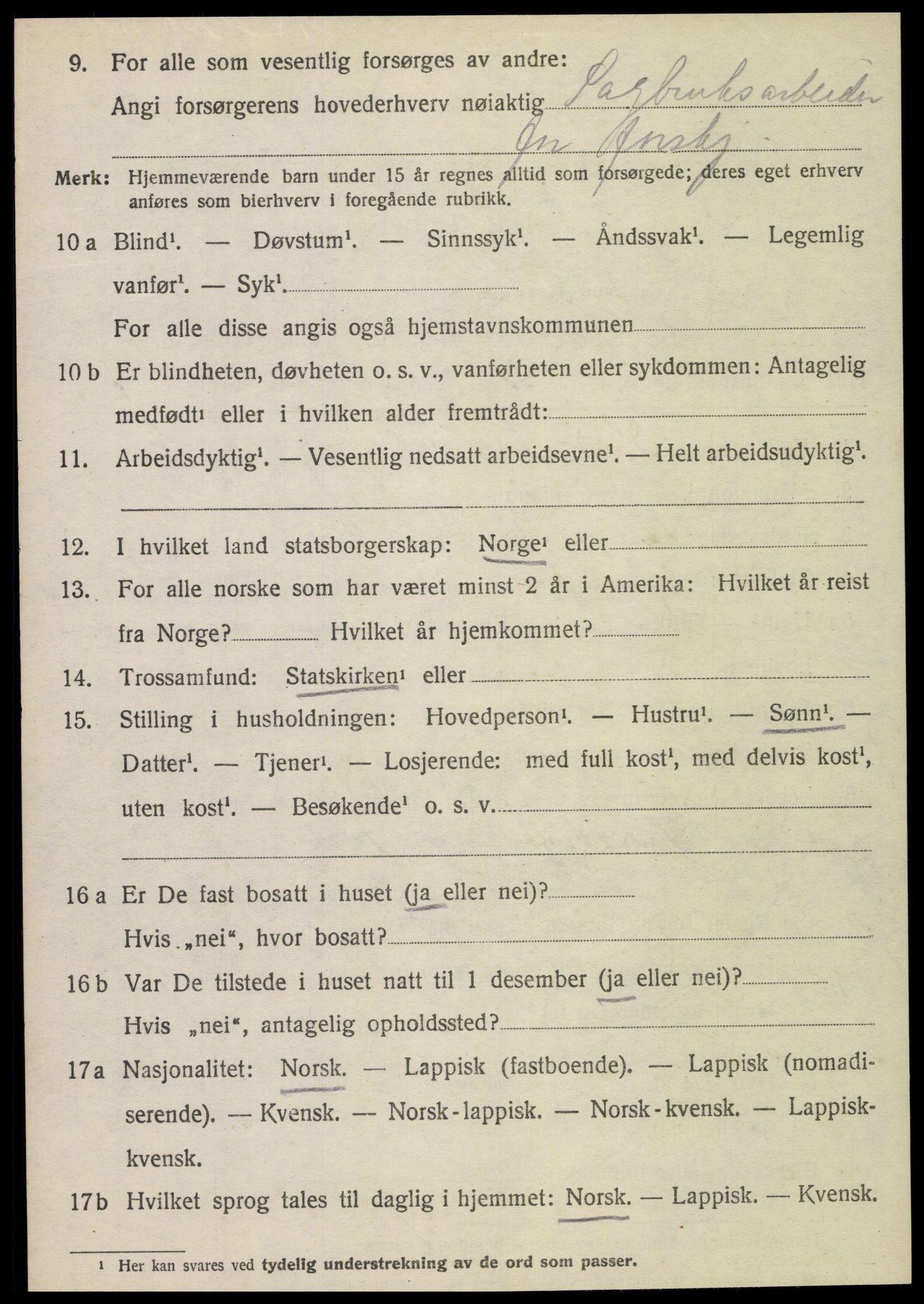 SAT, 1920 census for Sparbu, 1920, p. 6848