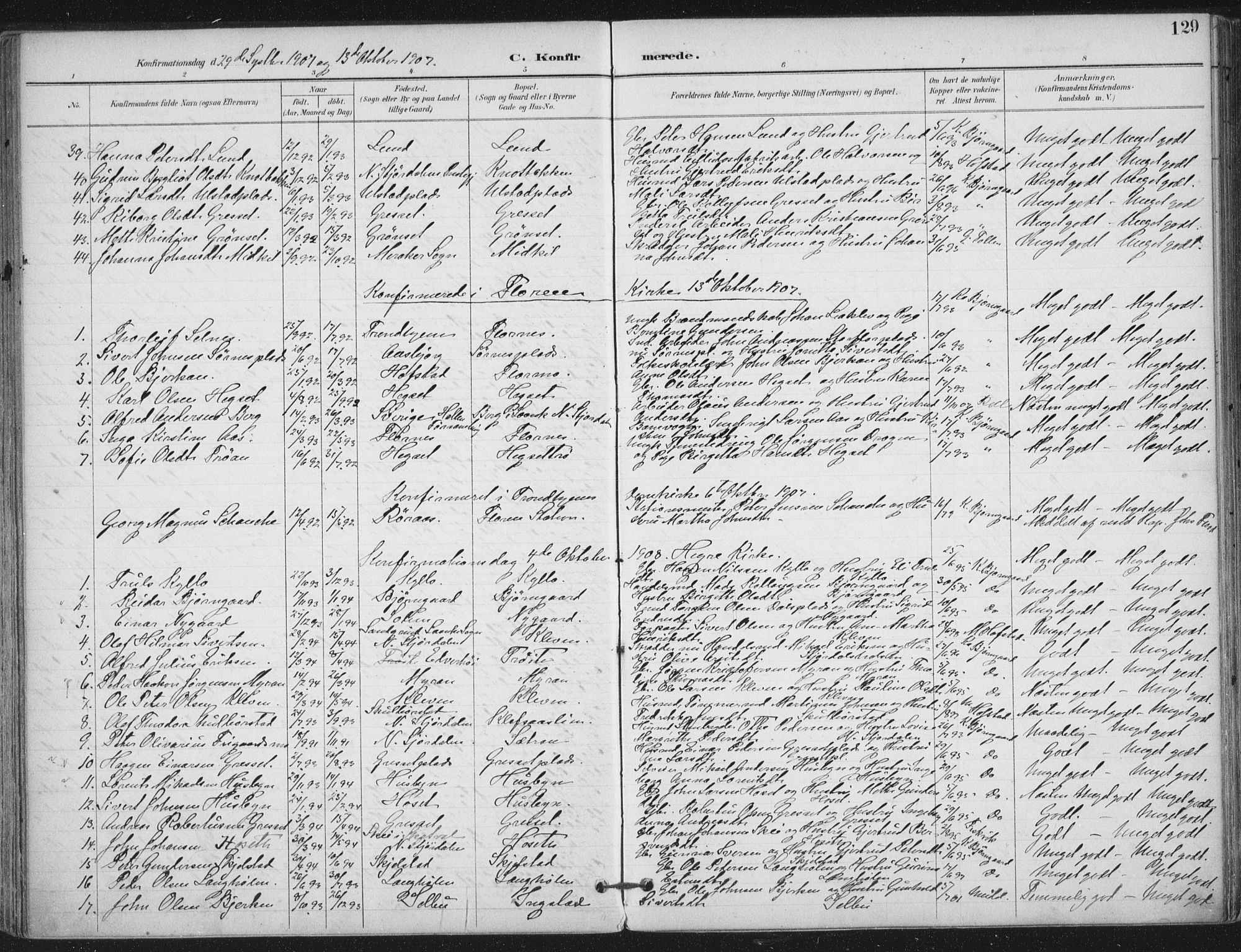Ministerialprotokoller, klokkerbøker og fødselsregistre - Nord-Trøndelag, SAT/A-1458/703/L0031: Parish register (official) no. 703A04, 1893-1914, p. 129