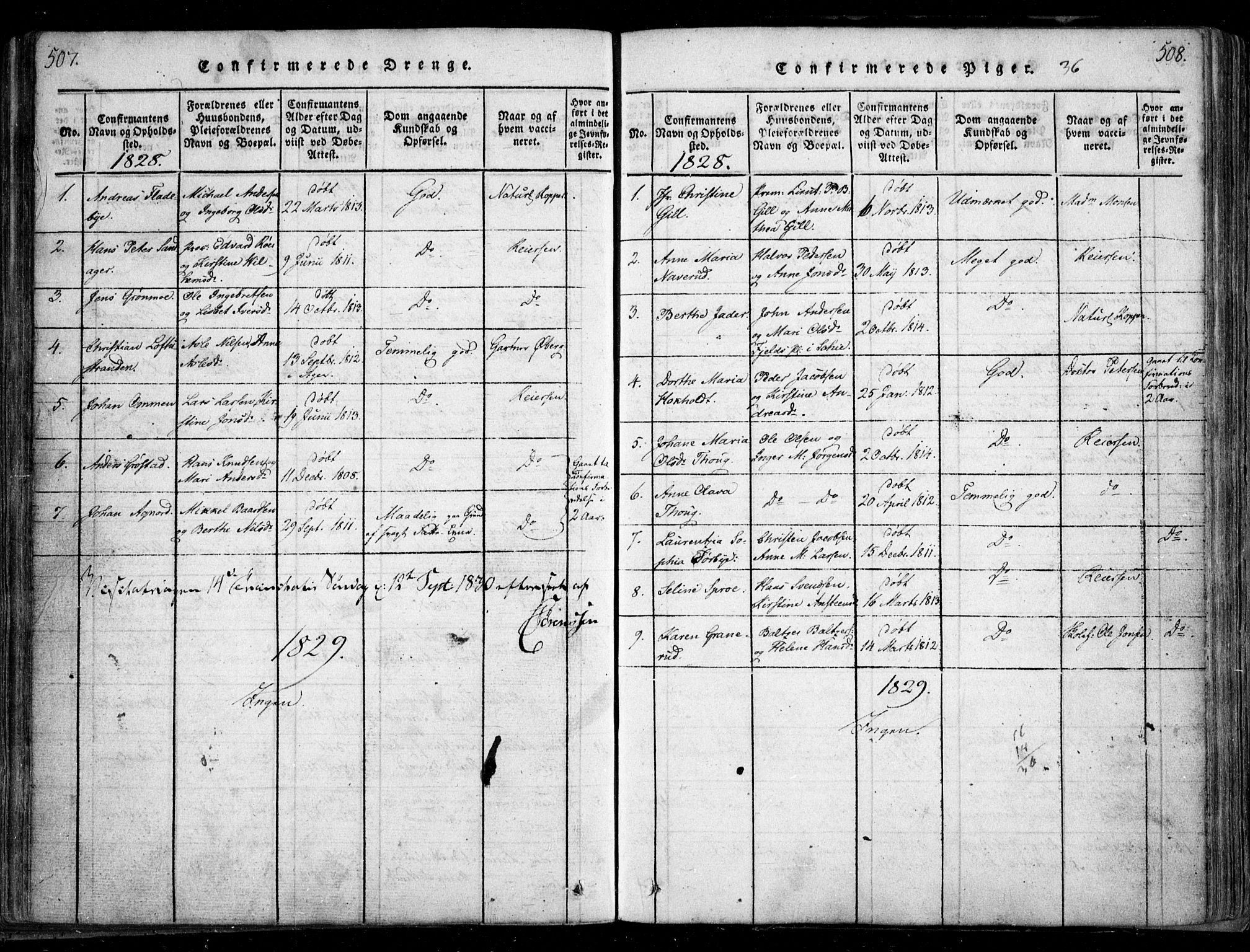 Nesodden prestekontor Kirkebøker, SAO/A-10013/F/Fa/L0006: Parish register (official) no. I 6, 1814-1847, p. 507-508