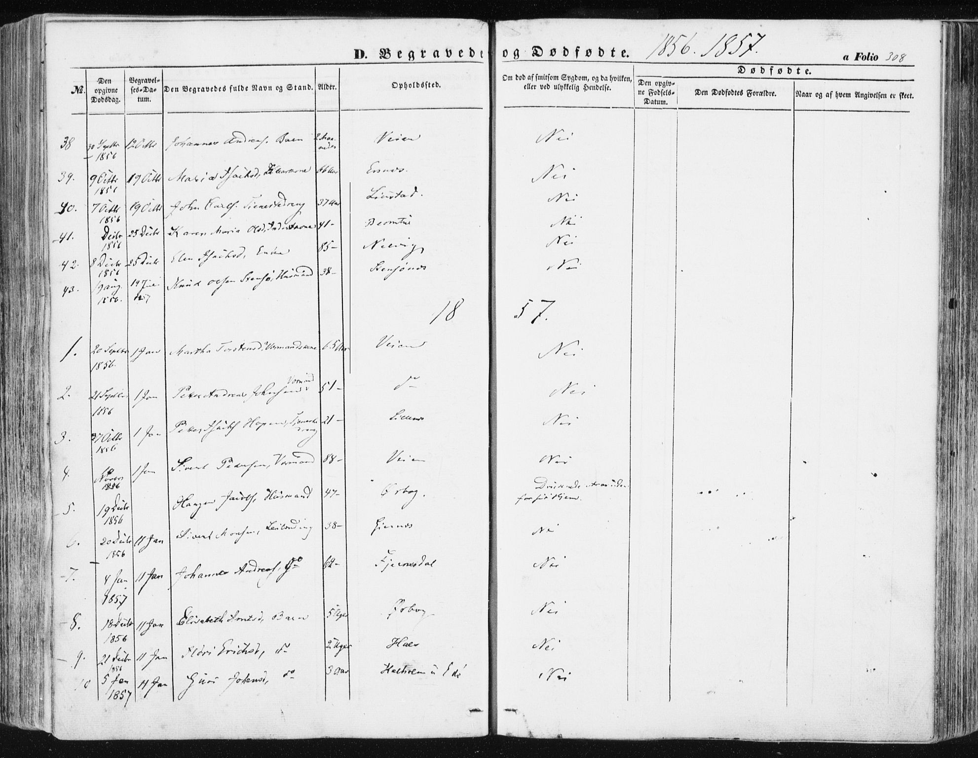 Ministerialprotokoller, klokkerbøker og fødselsregistre - Møre og Romsdal, AV/SAT-A-1454/581/L0937: Parish register (official) no. 581A05, 1853-1872, p. 308