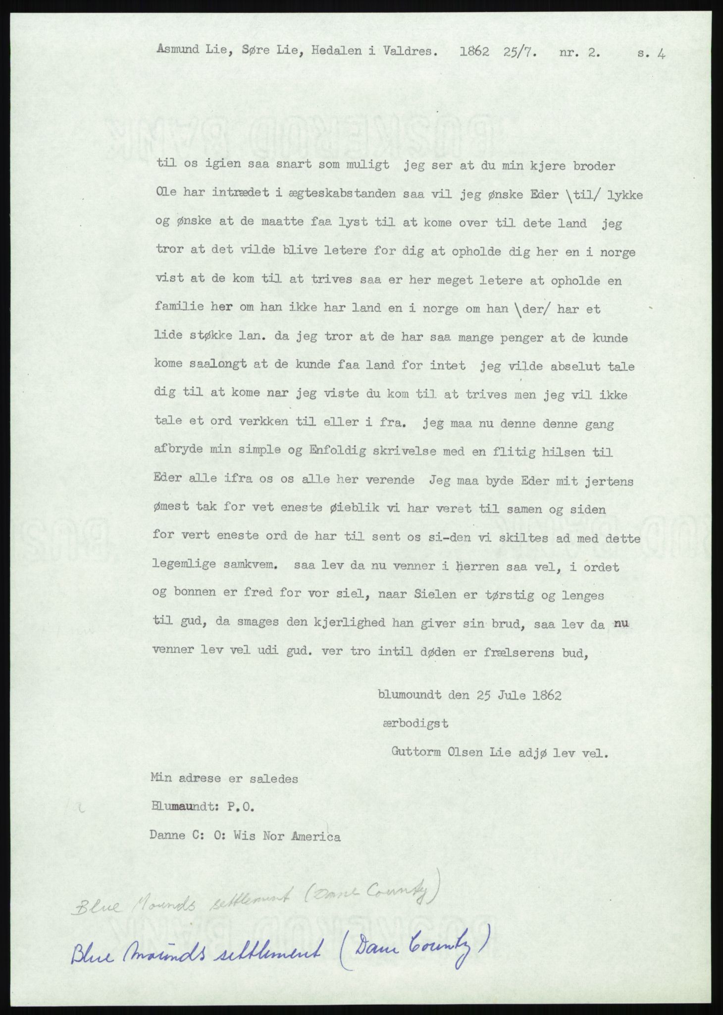 Samlinger til kildeutgivelse, Amerikabrevene, AV/RA-EA-4057/F/L0012: Innlån fra Oppland: Lie (brevnr 1-78), 1838-1914, p. 35