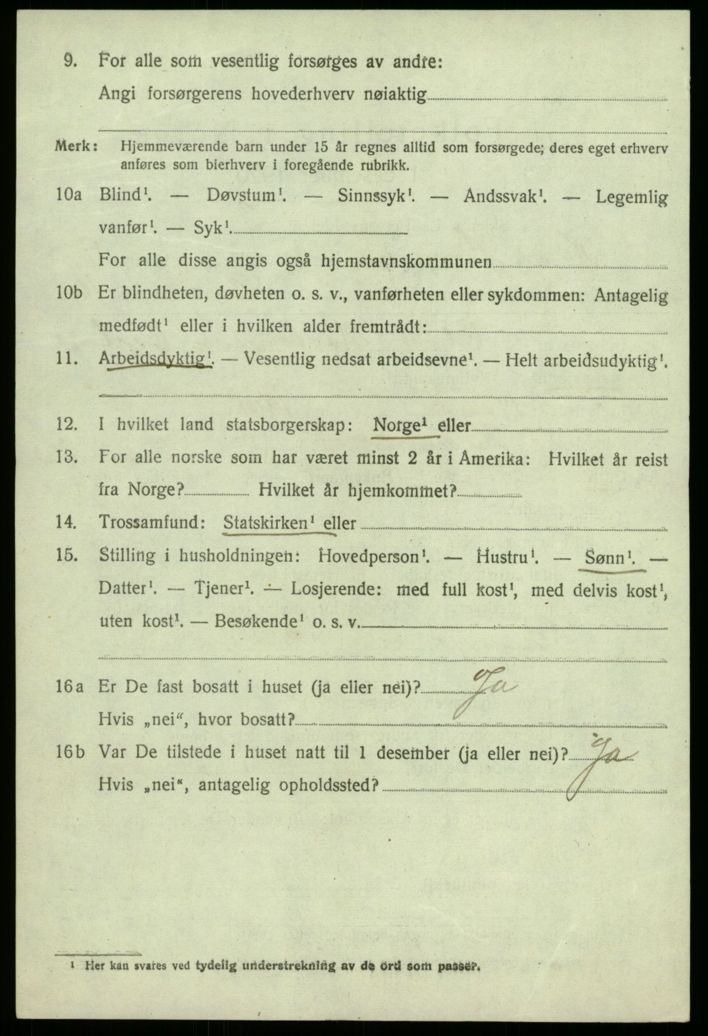 SAB, 1920 census for Kvam, 1920, p. 6318
