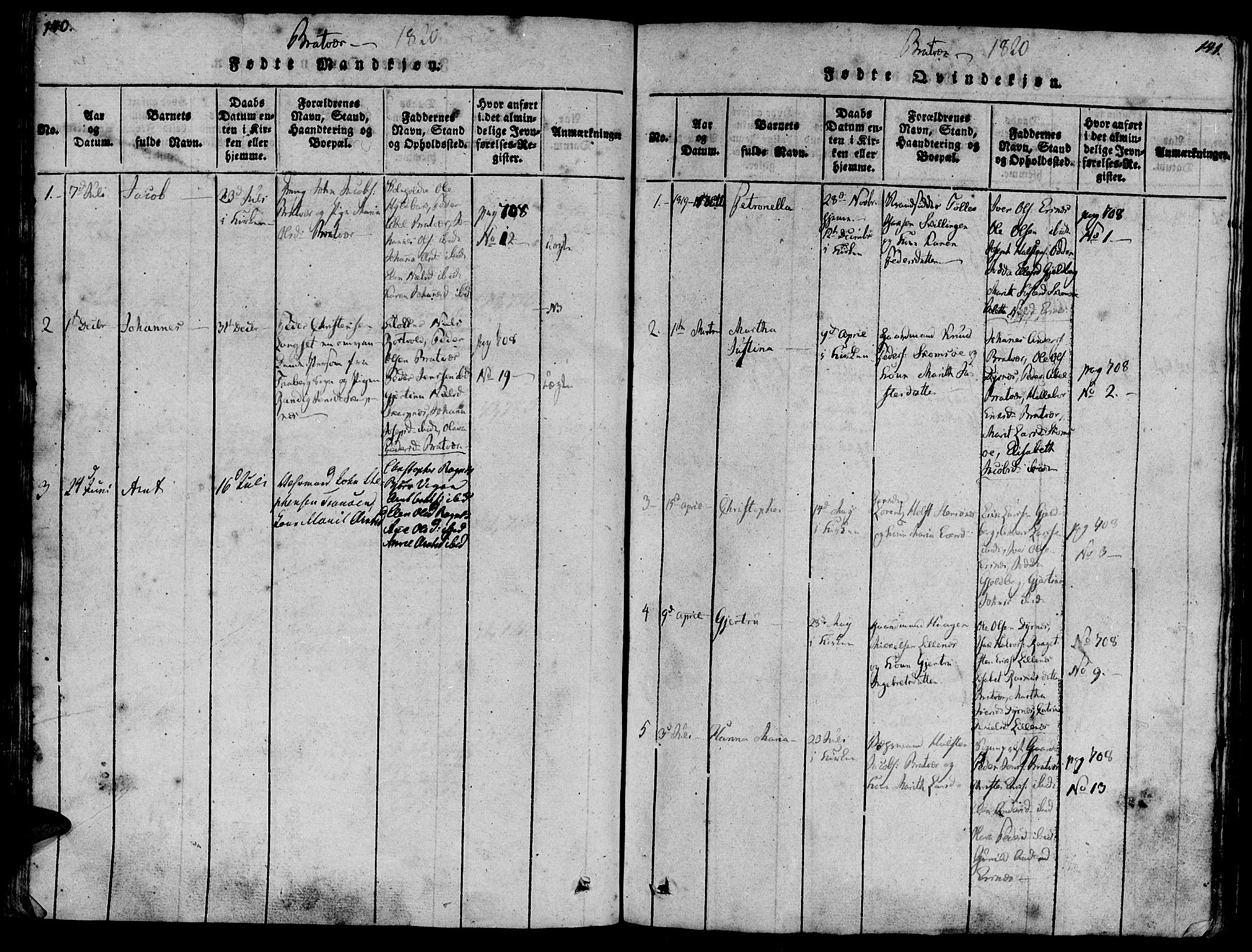 Ministerialprotokoller, klokkerbøker og fødselsregistre - Møre og Romsdal, SAT/A-1454/581/L0934: Parish register (official) no. 581A03 /2, 1819-1827, p. 140-141