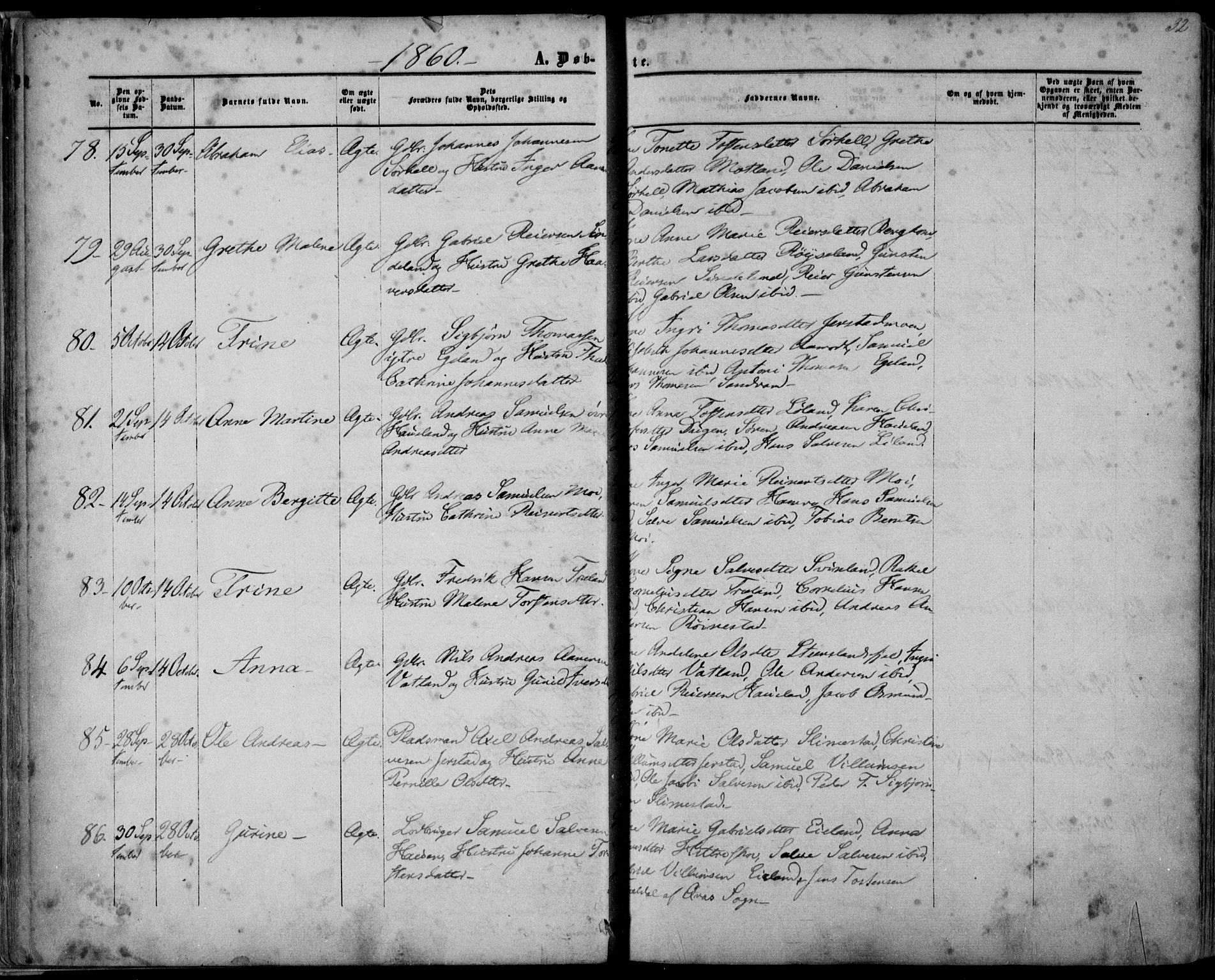 Kvinesdal sokneprestkontor, AV/SAK-1111-0026/F/Fa/Fab/L0006: Parish register (official) no. A 6, 1857-1869, p. 32