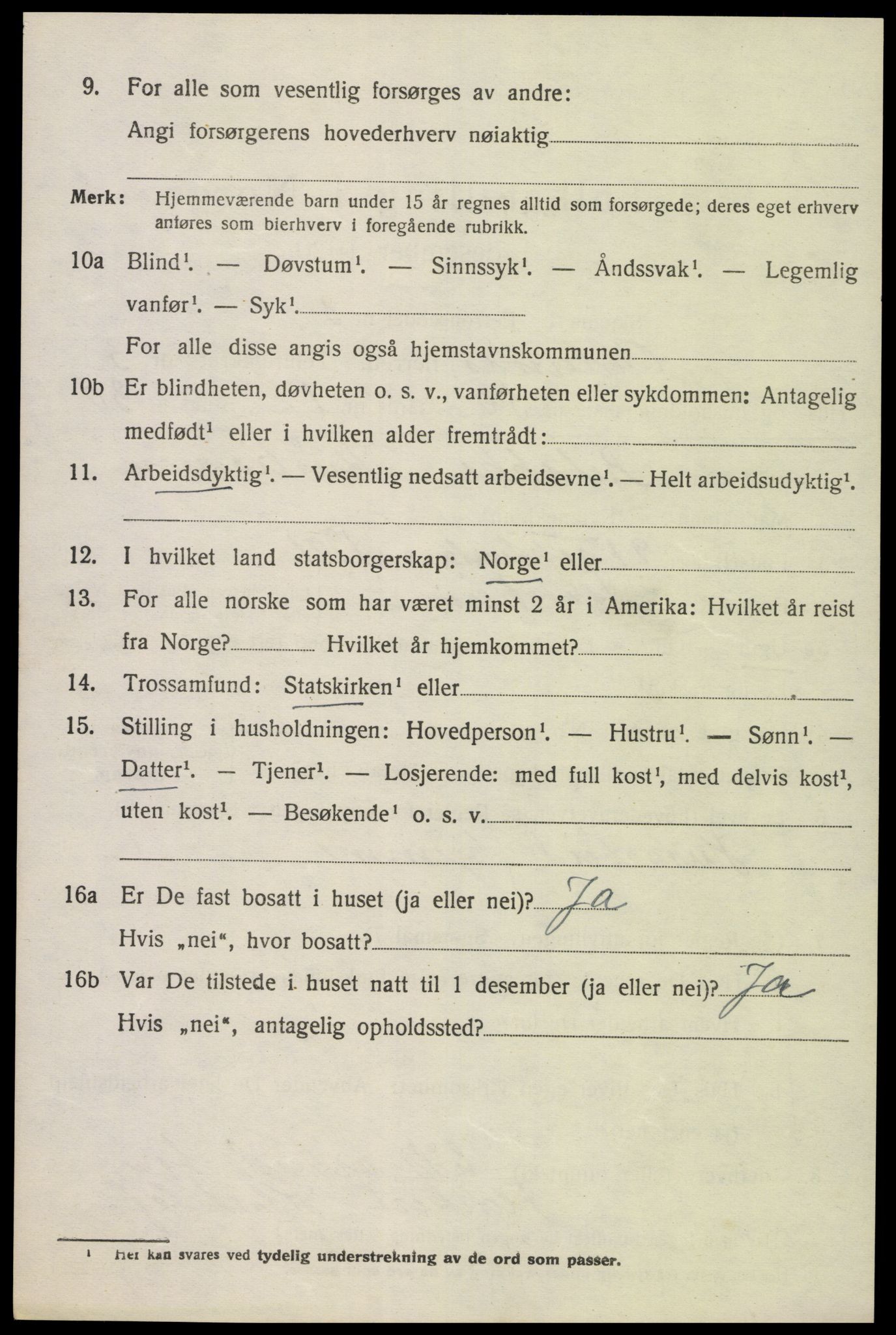 SAK, 1920 census for Oddernes, 1920, p. 3898