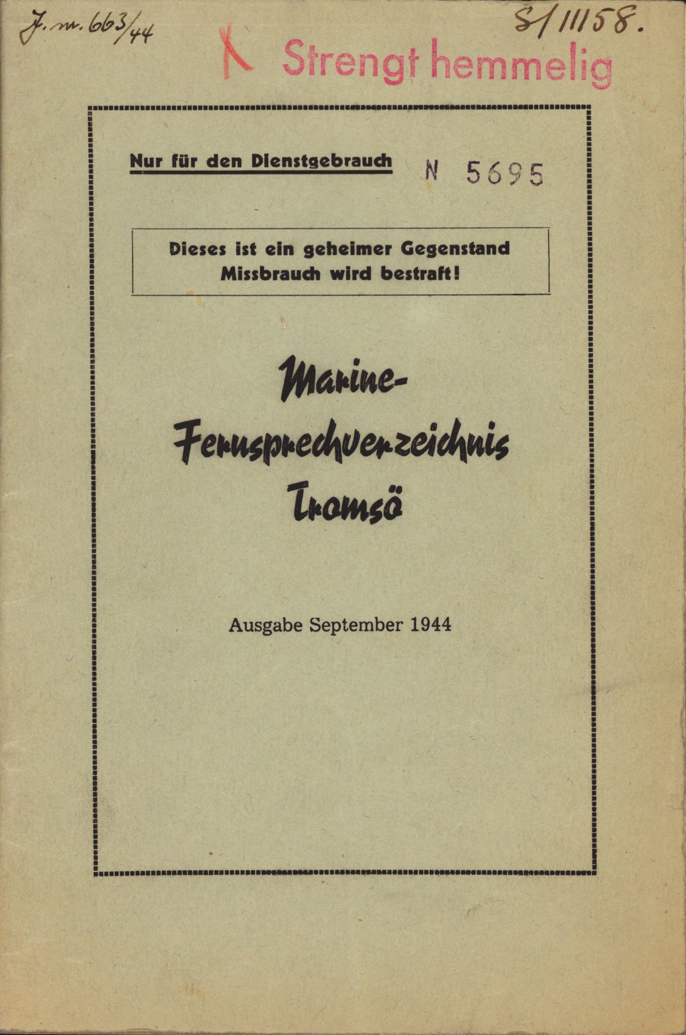 Forsvarets Overkommando. 2 kontor. Arkiv 11.4. Spredte tyske arkivsaker, AV/RA-RAFA-7031/D/Dar/Darb/L0014: Reichskommissariat., 1942-1944, p. 1