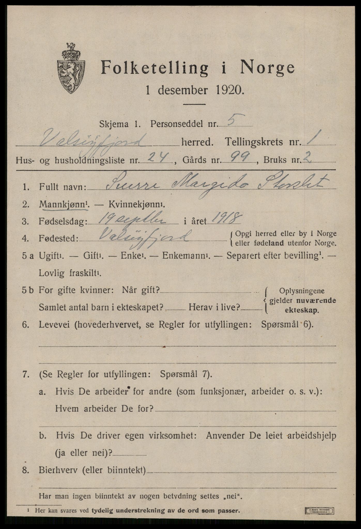 SAT, 1920 census for Valsøyfjord, 1920, p. 753