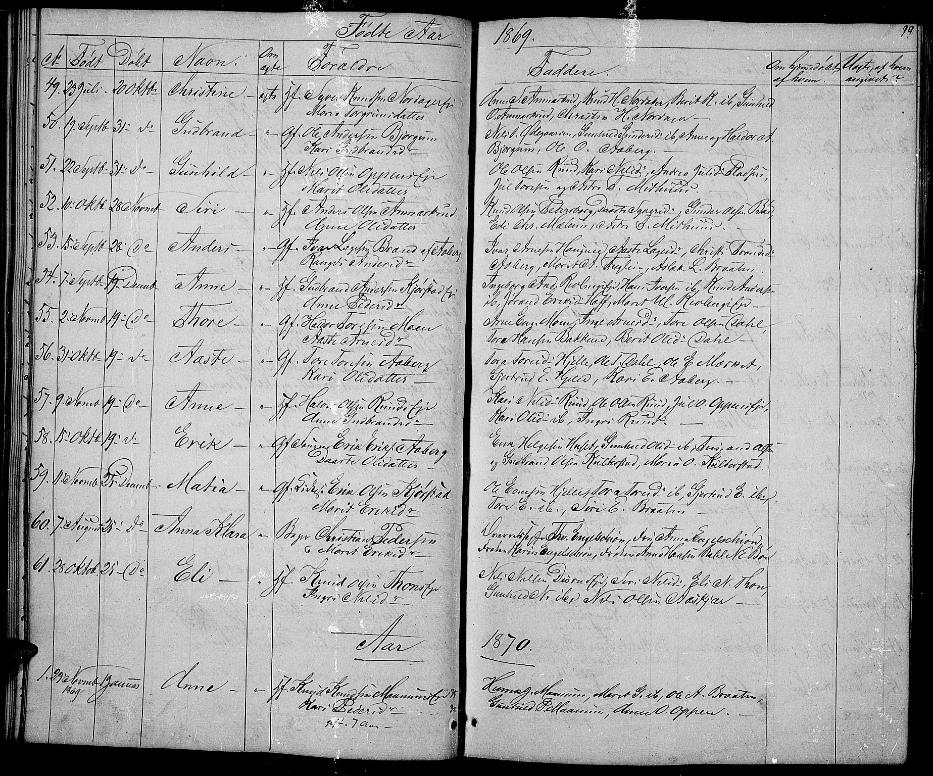 Nord-Aurdal prestekontor, SAH/PREST-132/H/Ha/Hab/L0002: Parish register (copy) no. 2, 1842-1877, p. 99