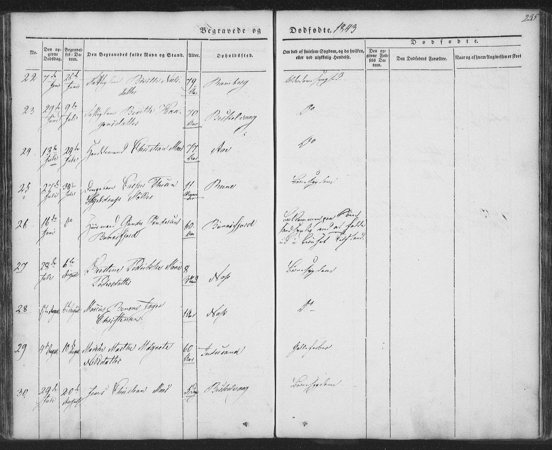 Ministerialprotokoller, klokkerbøker og fødselsregistre - Nordland, AV/SAT-A-1459/885/L1202: Parish register (official) no. 885A03, 1838-1859, p. 235