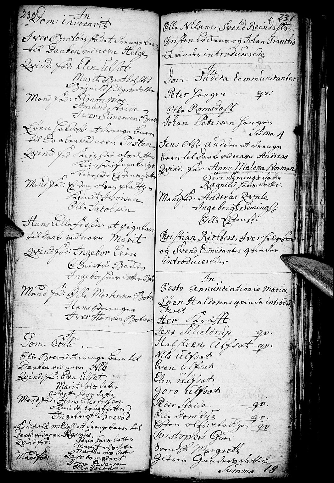 Kvikne prestekontor, SAH/PREST-064/H/Ha/Haa/L0001: Parish register (official) no. 1, 1740-1756, p. 230-231