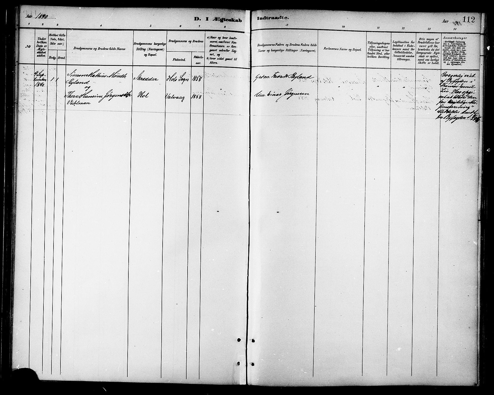Ministerialprotokoller, klokkerbøker og fødselsregistre - Nordland, SAT/A-1459/865/L0924: Parish register (official) no. 865A02, 1885-1896, p. 112