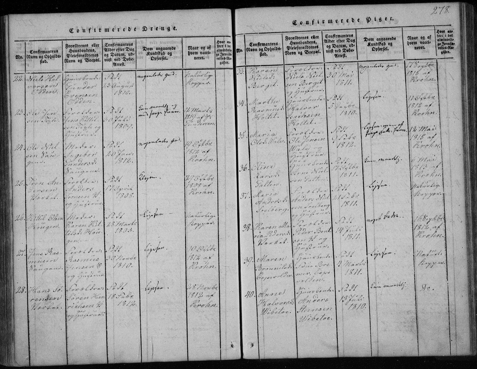Holla kirkebøker, SAKO/A-272/F/Fa/L0003: Parish register (official) no. 3, 1815-1830, p. 278