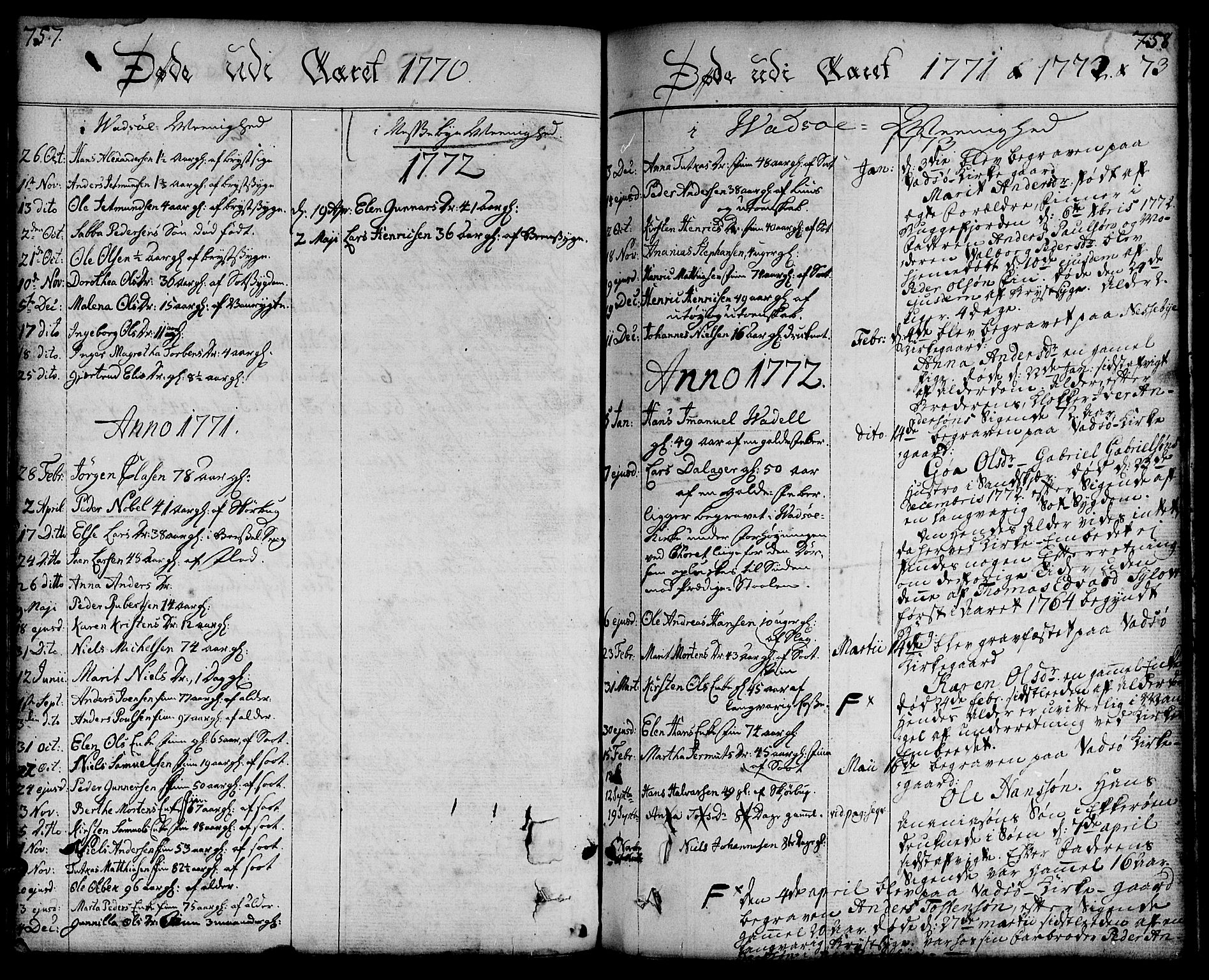 Vadsø sokneprestkontor, SATØ/S-1325/H/Ha/L0002kirke: Parish register (official) no. 2, 1764-1821, p. 757-758