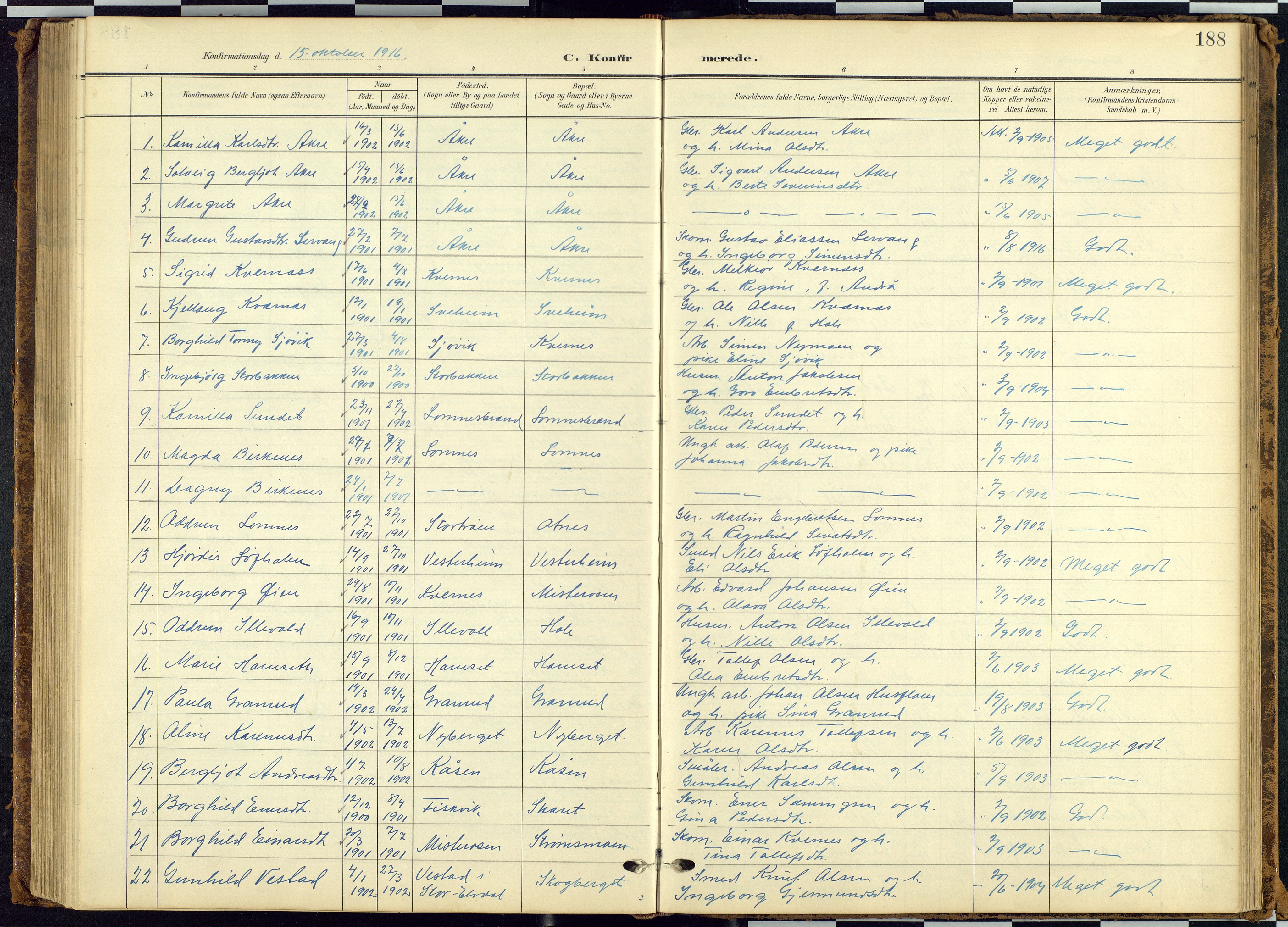 Rendalen prestekontor, SAH/PREST-054/H/Ha/Hab/L0010: Parish register (copy) no. 10, 1903-1940, p. 188