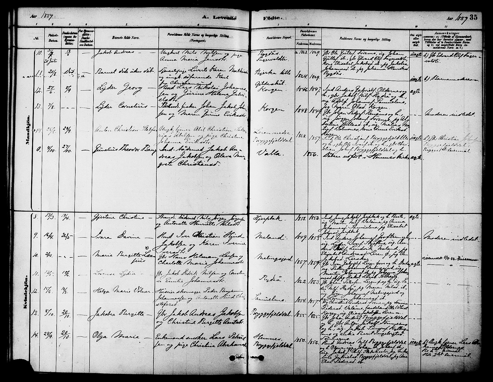 Ministerialprotokoller, klokkerbøker og fødselsregistre - Nordland, AV/SAT-A-1459/826/L0379: Parish register (official) no. 826A02, 1878-1895, p. 35