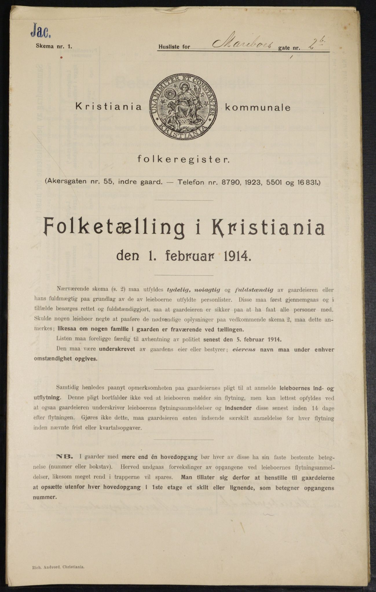 OBA, Municipal Census 1914 for Kristiania, 1914, p. 60339