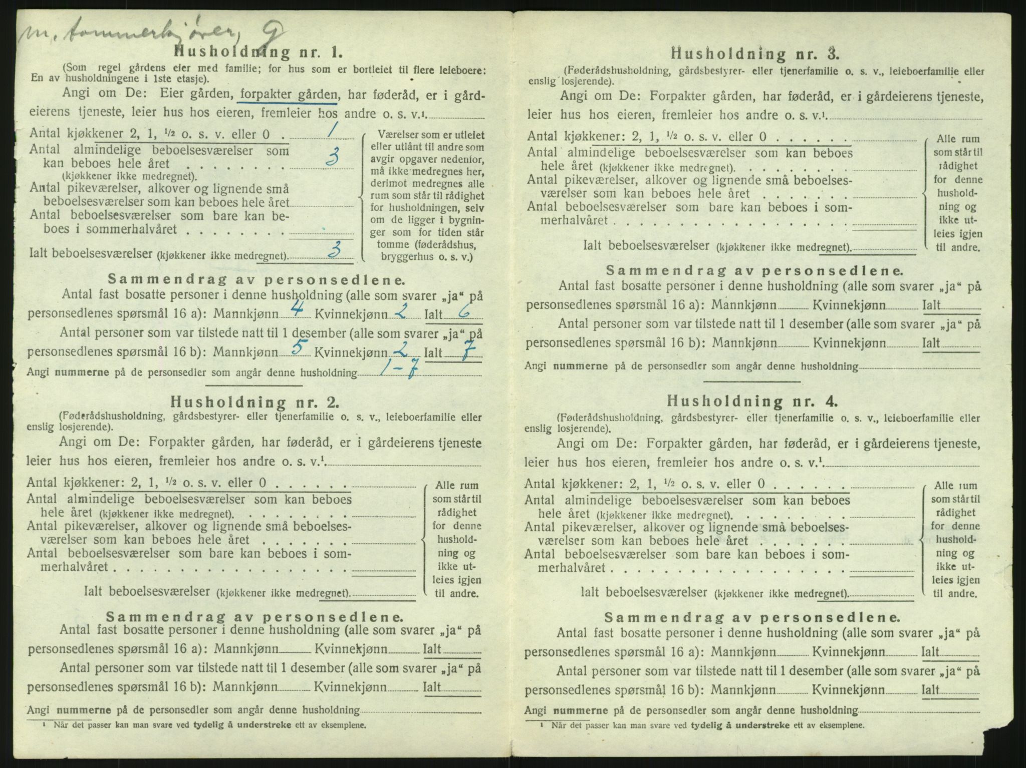 SAH, 1920 census for Lunner, 1920, p. 1624