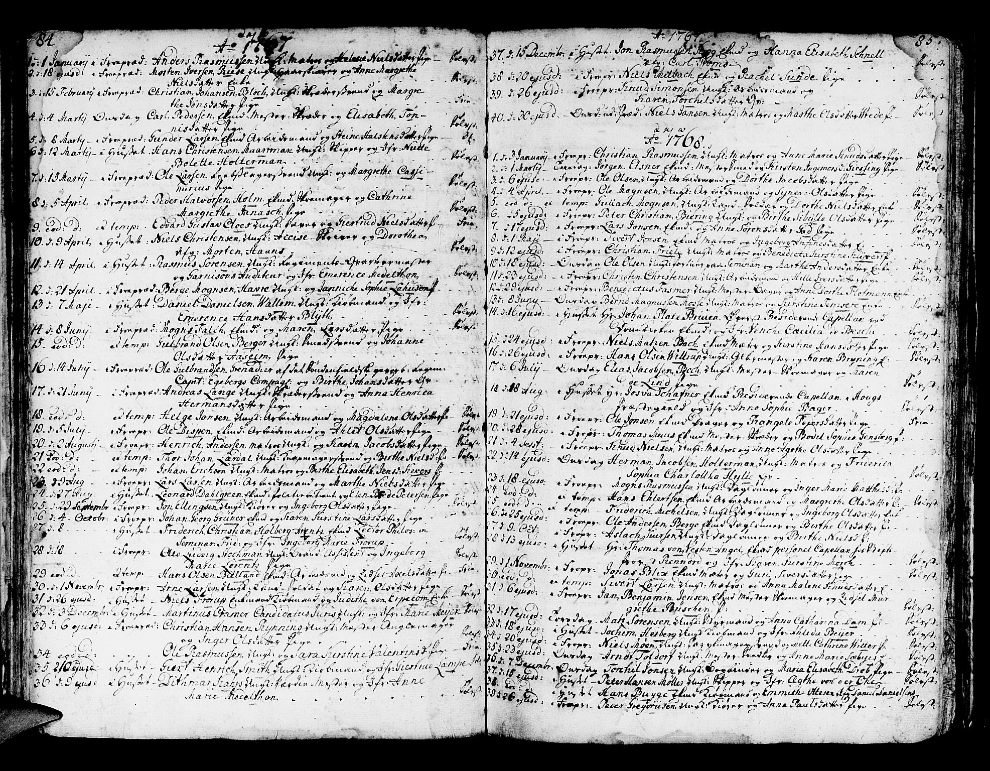 Domkirken sokneprestembete, SAB/A-74801/H/Haa/L0007: Parish register (official) no. A 7, 1725-1826, p. 84-85
