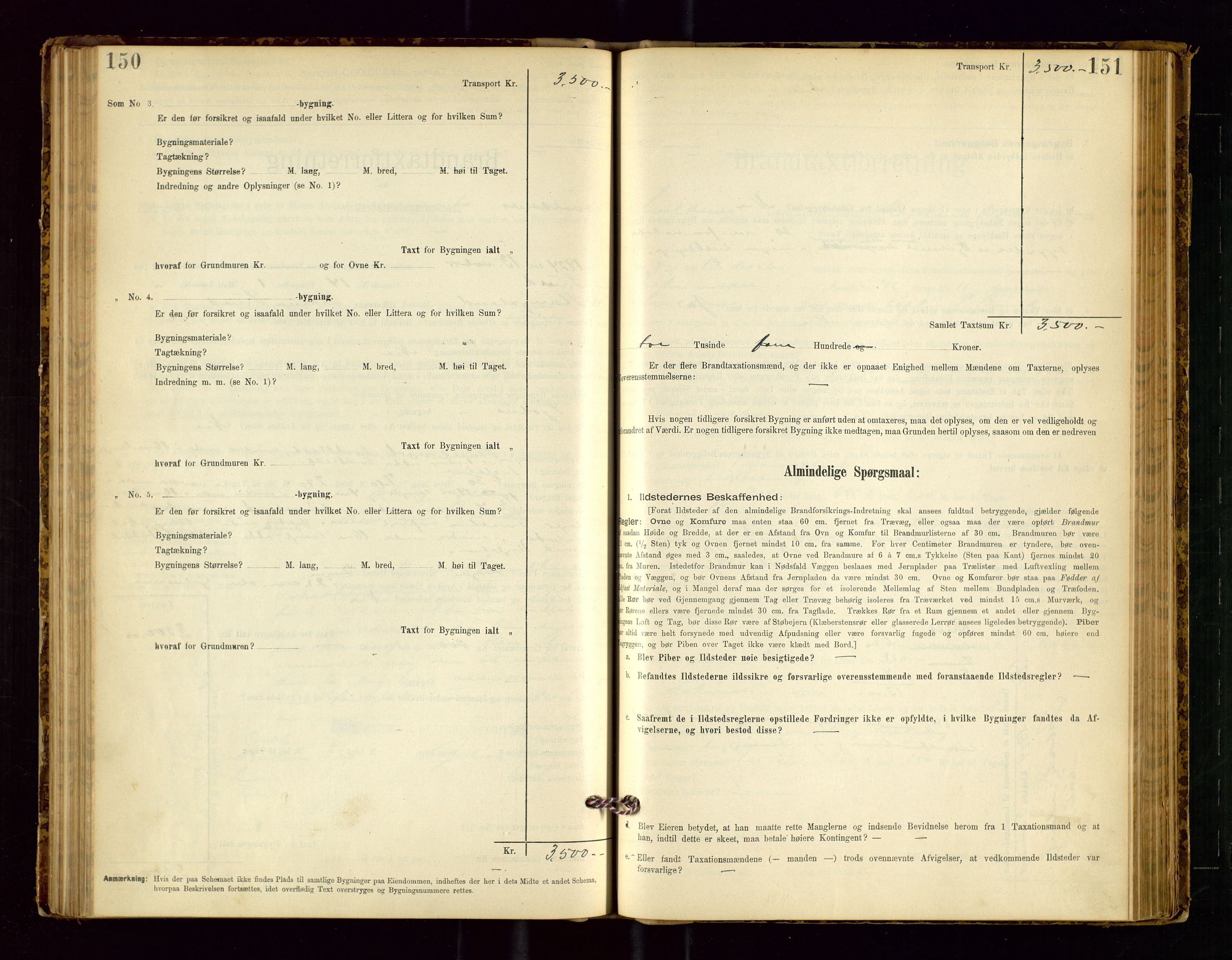 Avaldsnes lensmannskontor, SAST/A-100286/Gob/L0001: "Brandtaxationsprotokol for Avaldsnes Lensmandsdistrikt Ryfylke Fogderi", 1894-1925, p. 150-151