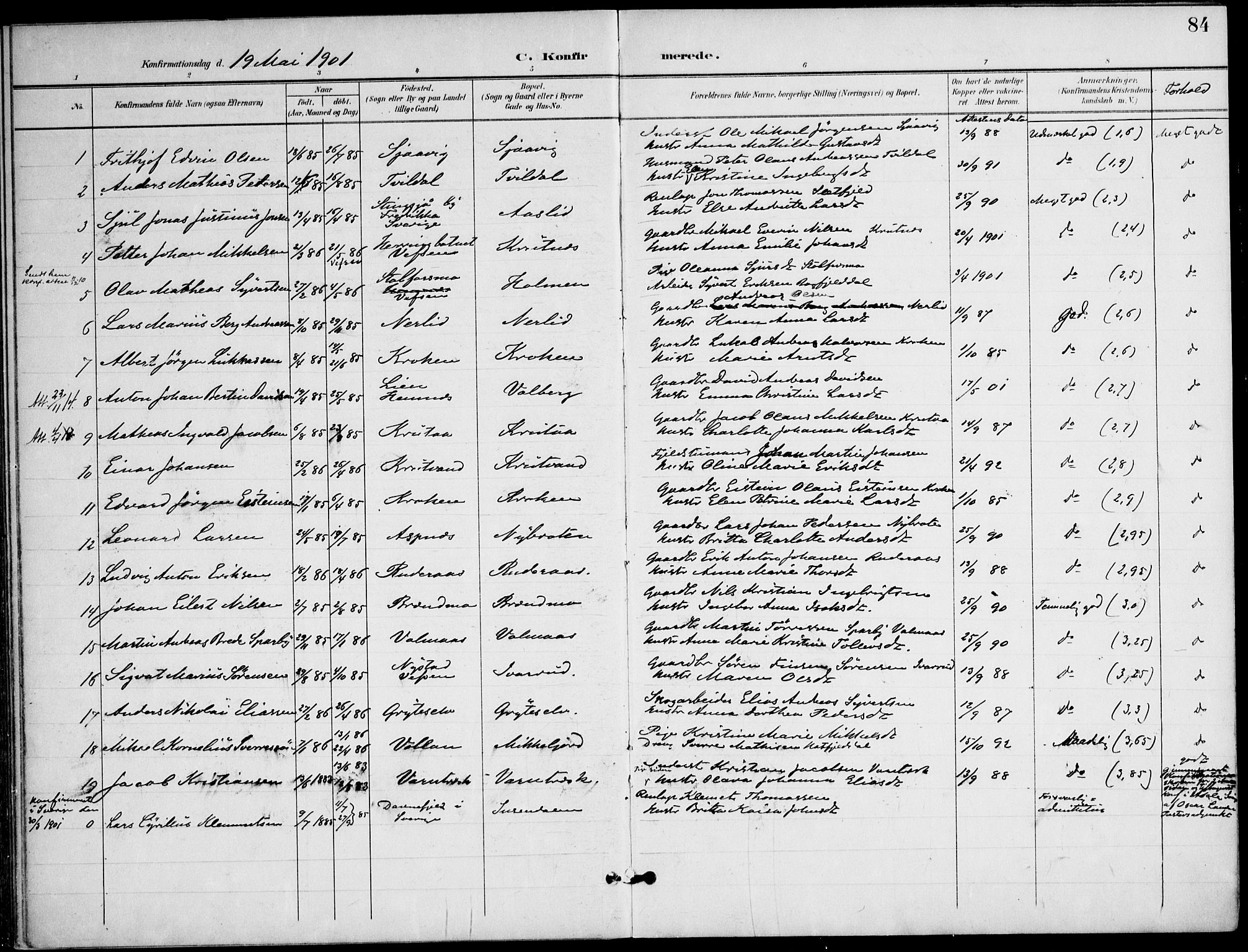 Ministerialprotokoller, klokkerbøker og fødselsregistre - Nordland, AV/SAT-A-1459/823/L0326: Parish register (official) no. 823A03, 1899-1919, p. 84