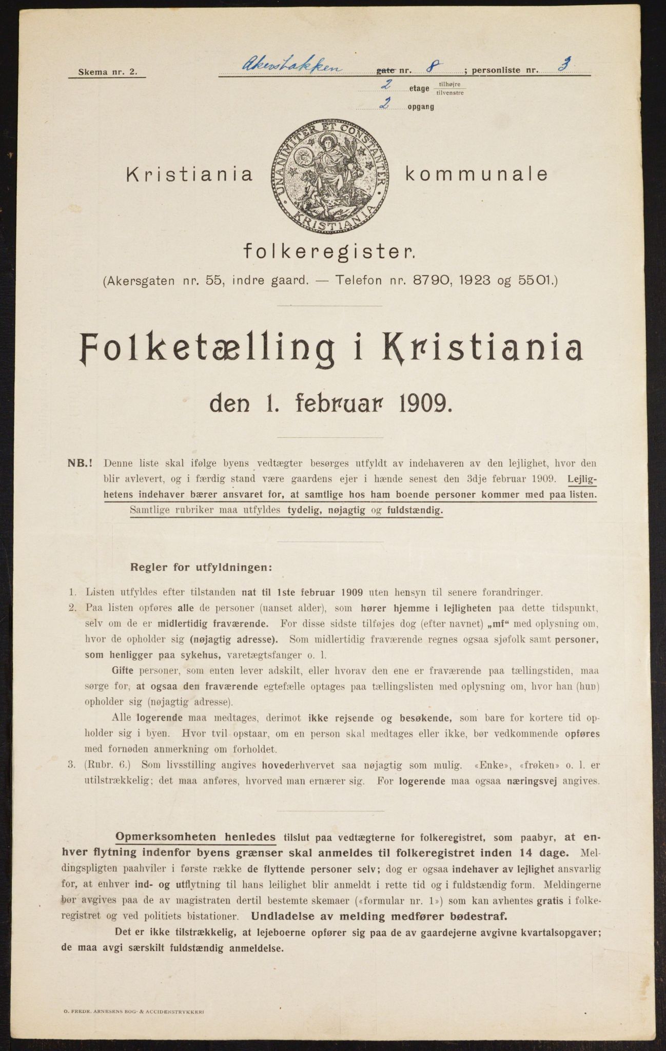 OBA, Municipal Census 1909 for Kristiania, 1909, p. 38