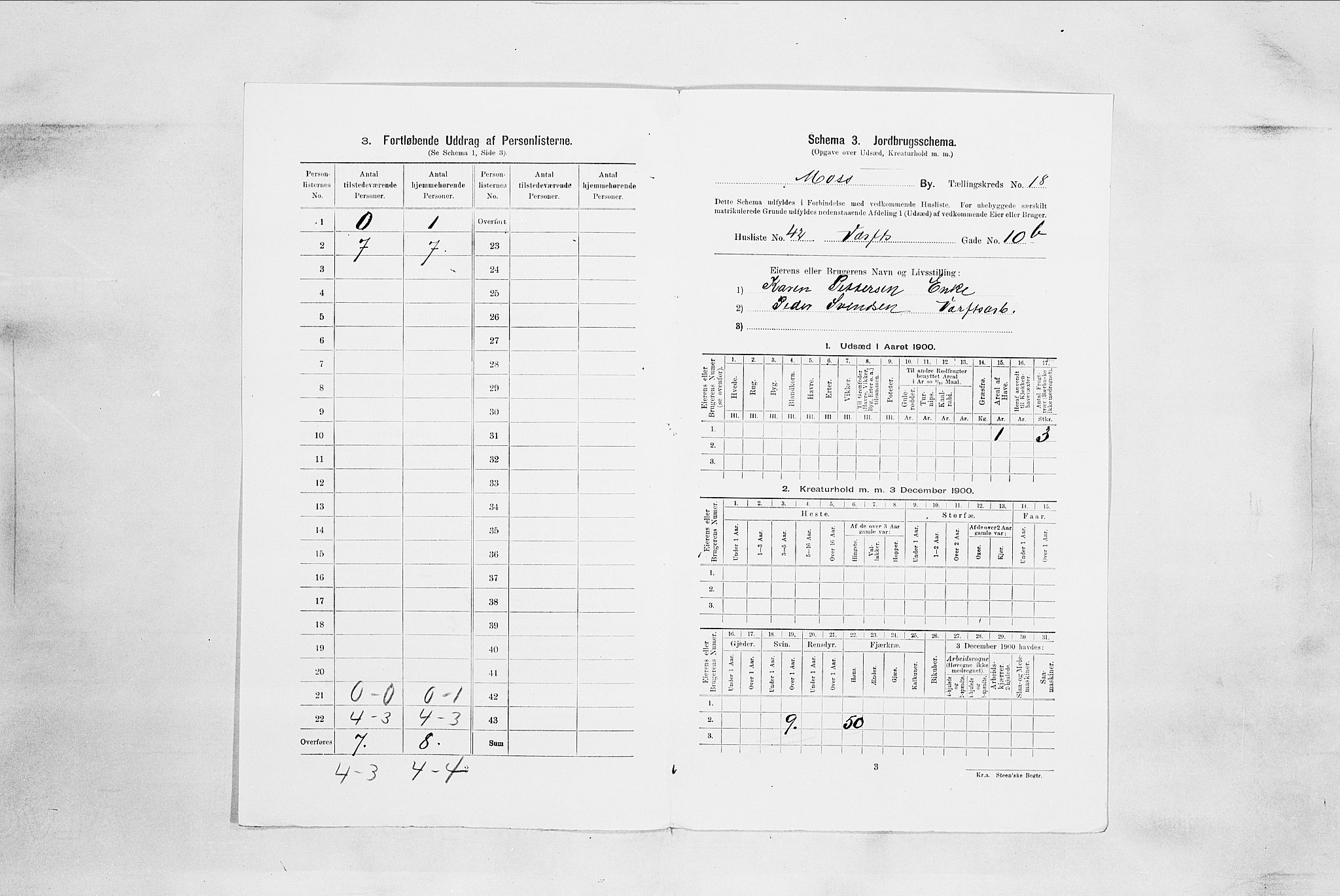 SAO, 1900 census for Moss, 1900