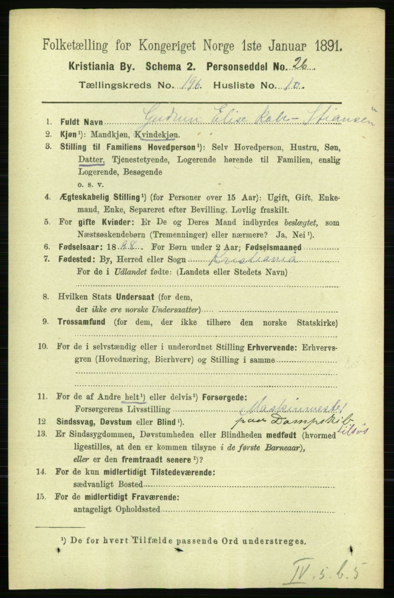 RA, 1891 census for 0301 Kristiania, 1891, p. 118723