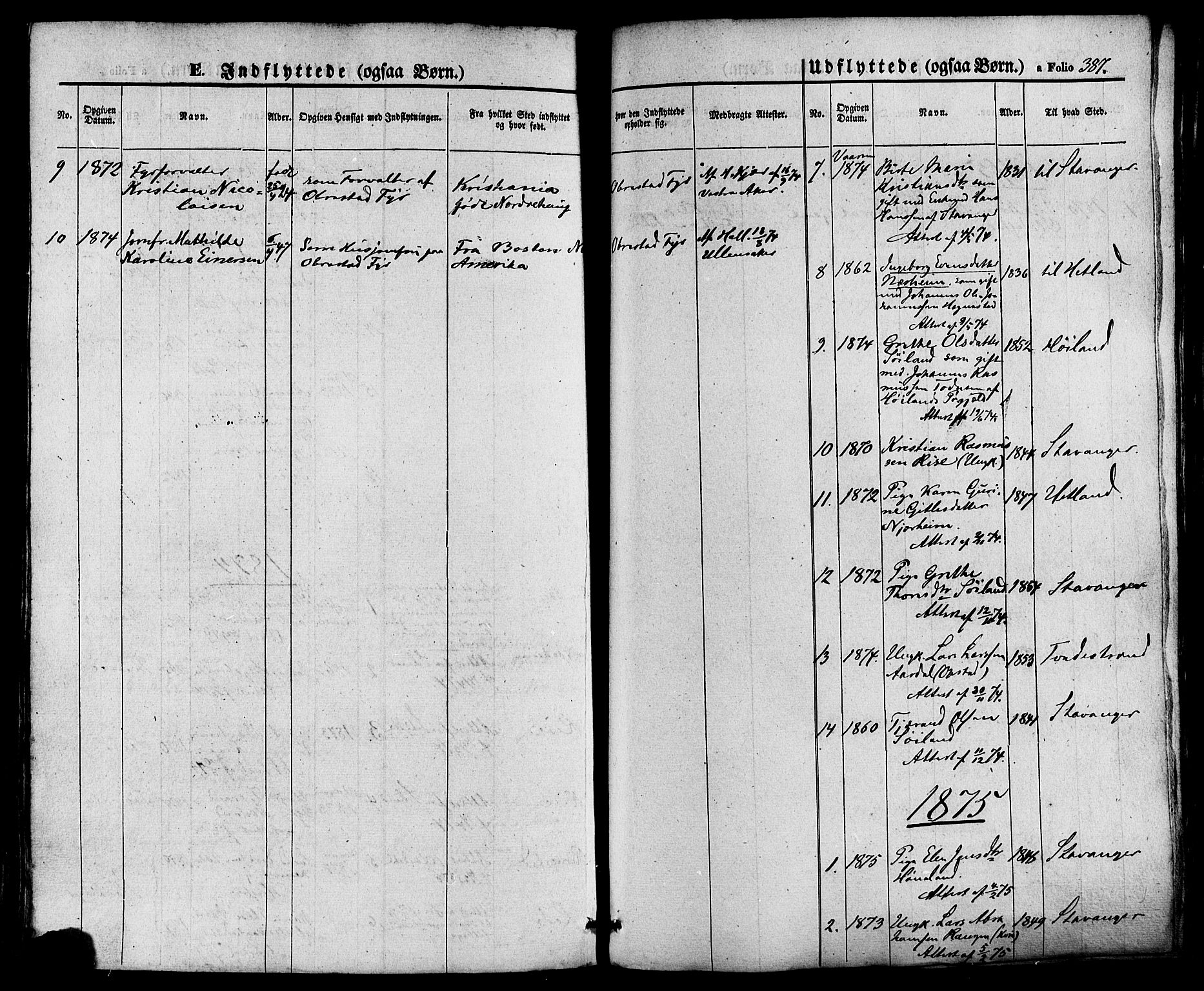 Hå sokneprestkontor, AV/SAST-A-101801/001/30BA/L0008: Parish register (official) no. A 7, 1853-1878, p. 387