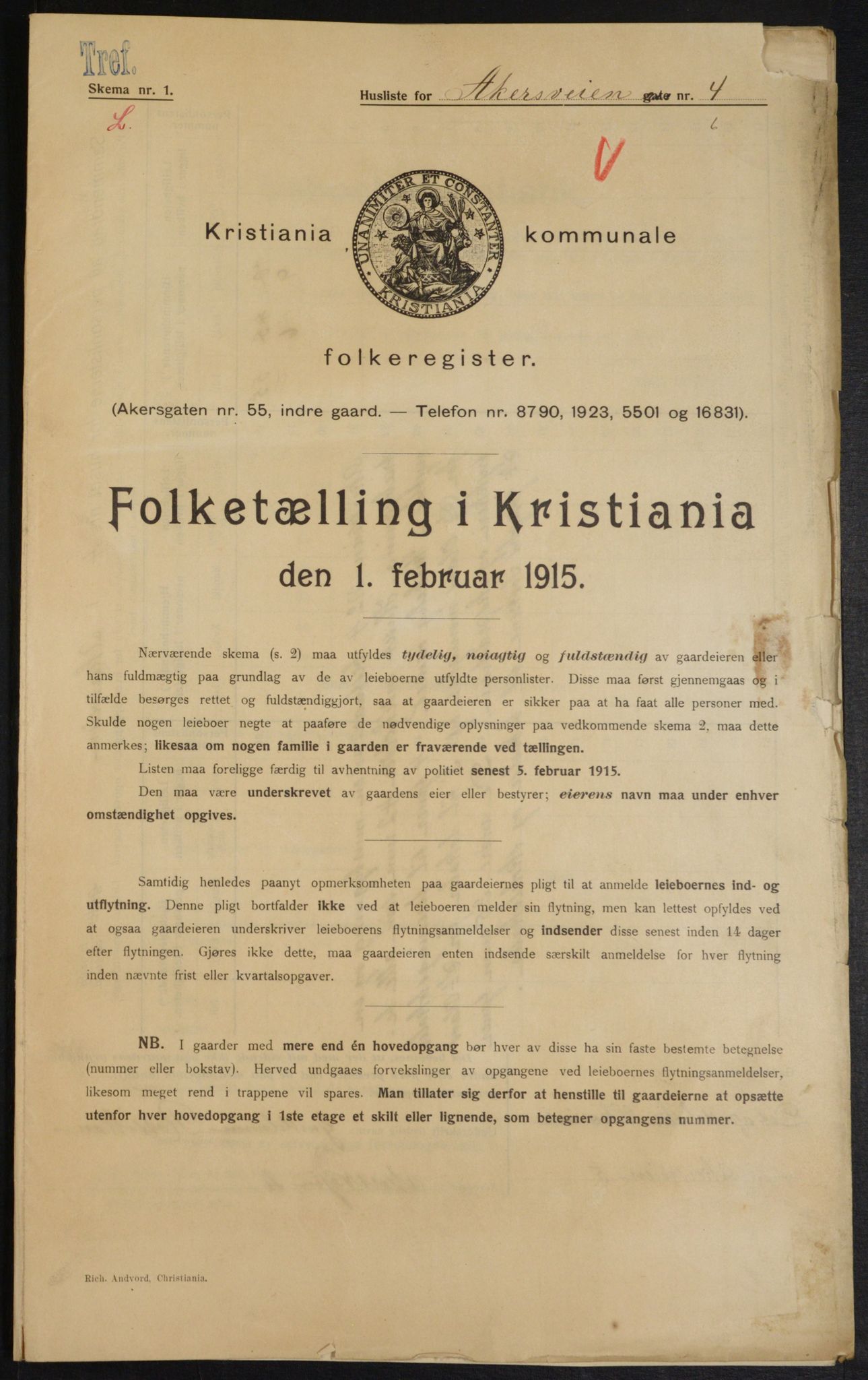 OBA, Municipal Census 1915 for Kristiania, 1915, p. 738