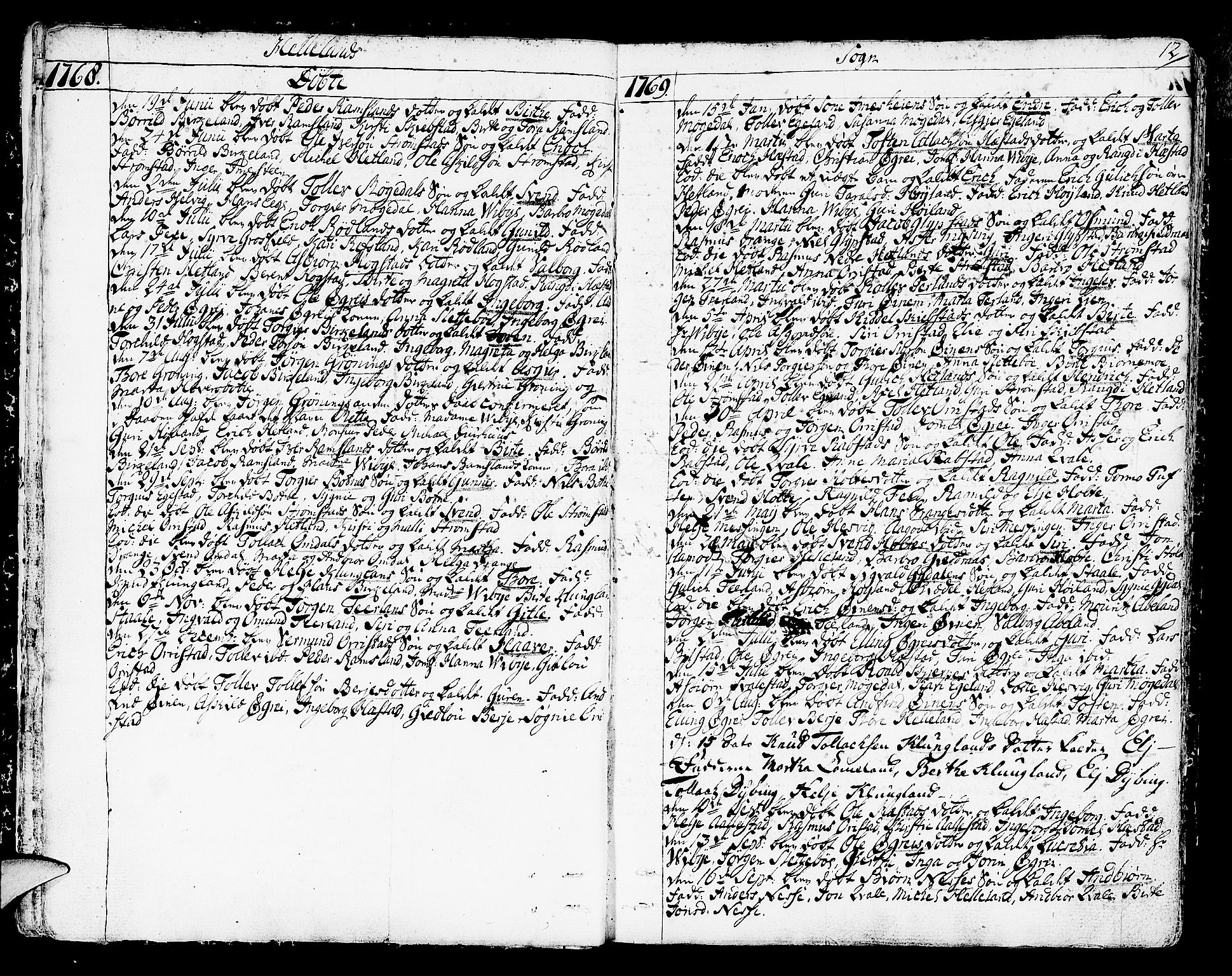 Helleland sokneprestkontor, SAST/A-101810: Parish register (official) no. A 2 /1, 1762-1791, p. 12