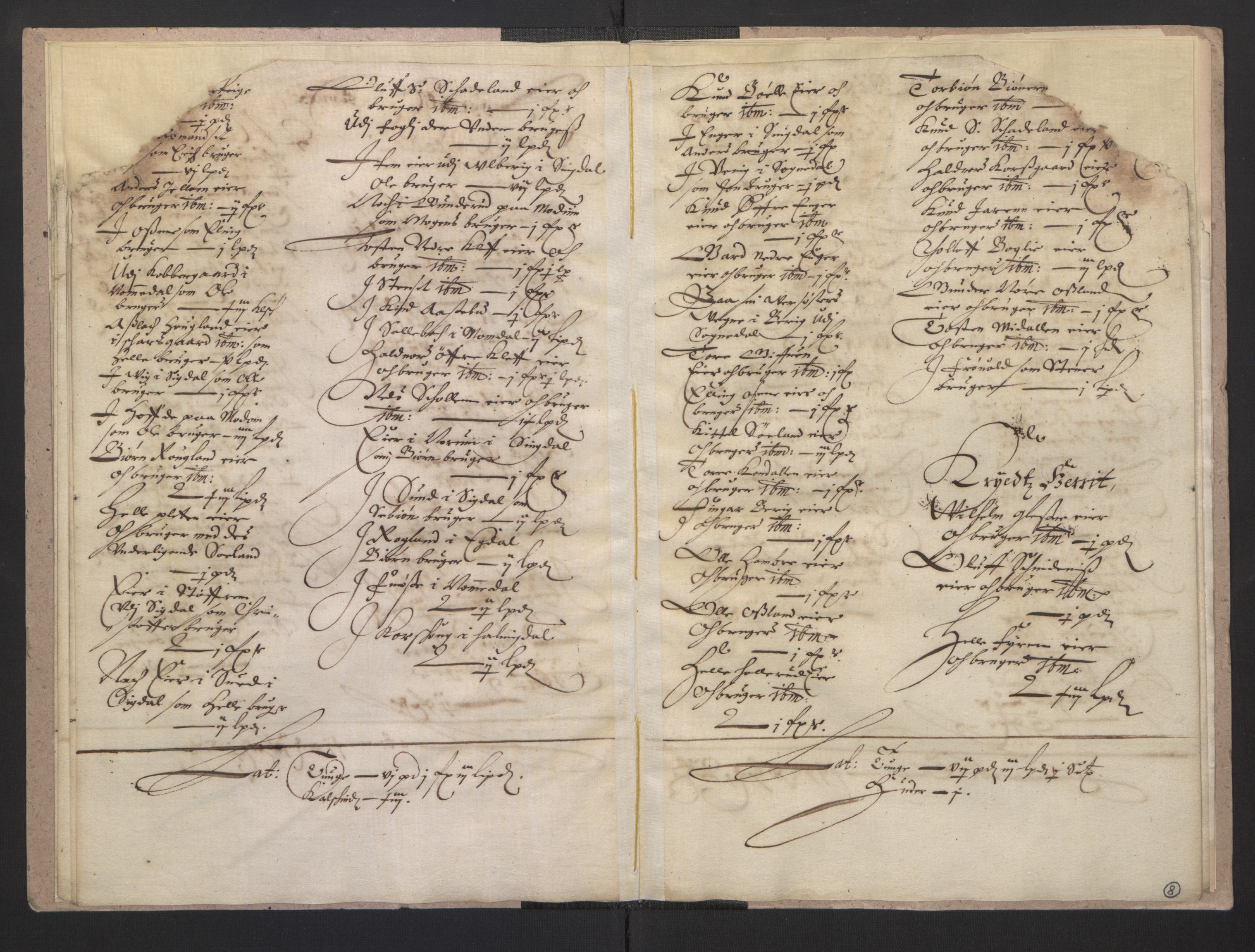 Rentekammeret inntil 1814, Realistisk ordnet avdeling, AV/RA-EA-4070/L/L0016/0007: Tønsberg lagdømme. Eiker, Modum, Sigdal og Sandsvær: / Jordebok over odels- og pantegods eid av allmuen i Modum og Sigdal, 1661, p. 7b-8a