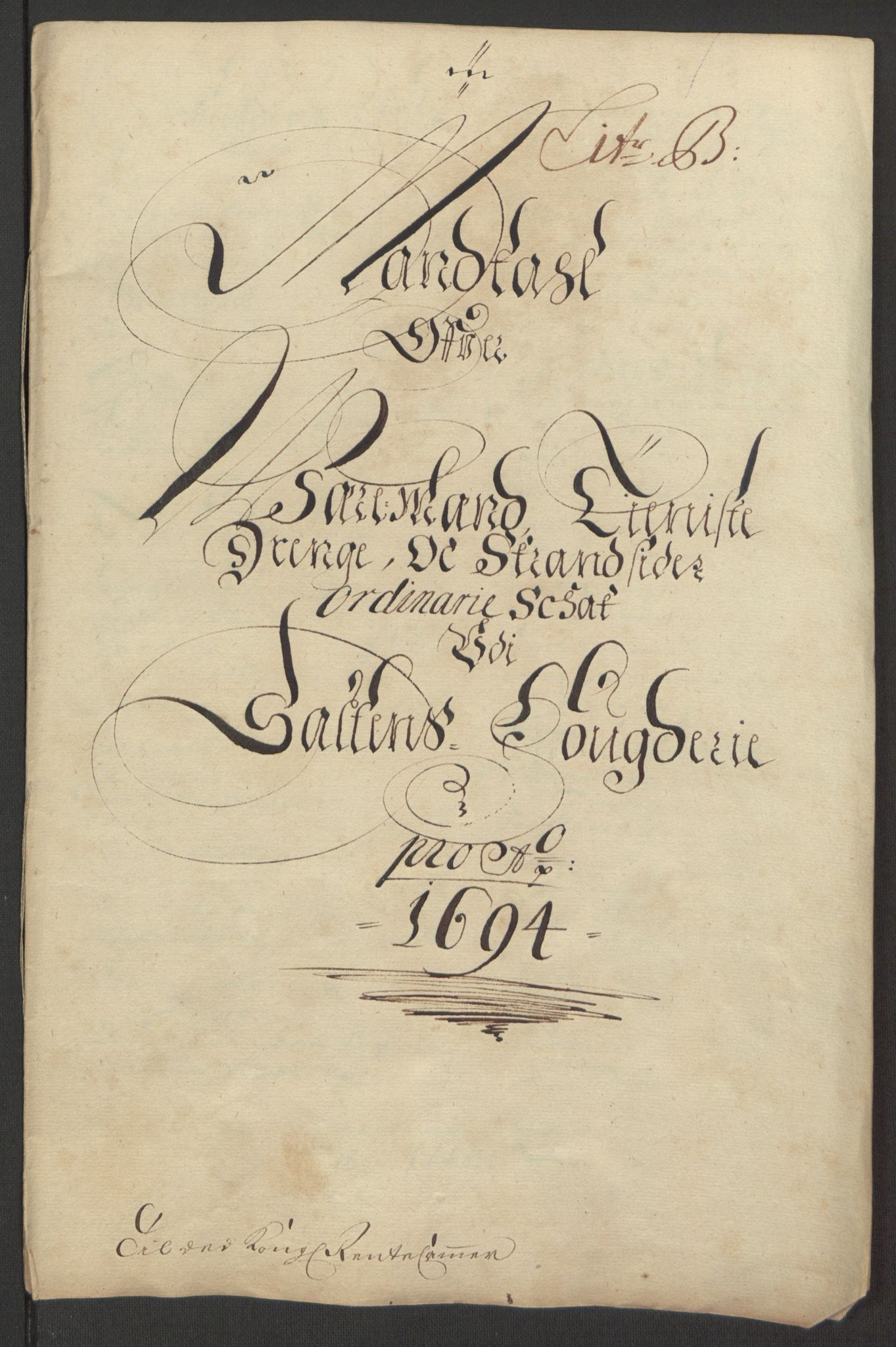 Rentekammeret inntil 1814, Reviderte regnskaper, Fogderegnskap, RA/EA-4092/R66/L4578: Fogderegnskap Salten, 1694-1696, p. 45