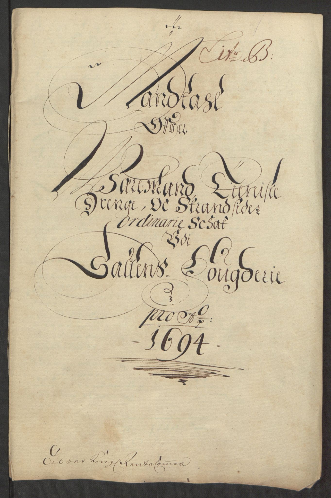 Rentekammeret inntil 1814, Reviderte regnskaper, Fogderegnskap, AV/RA-EA-4092/R66/L4578: Fogderegnskap Salten, 1694-1696, p. 45