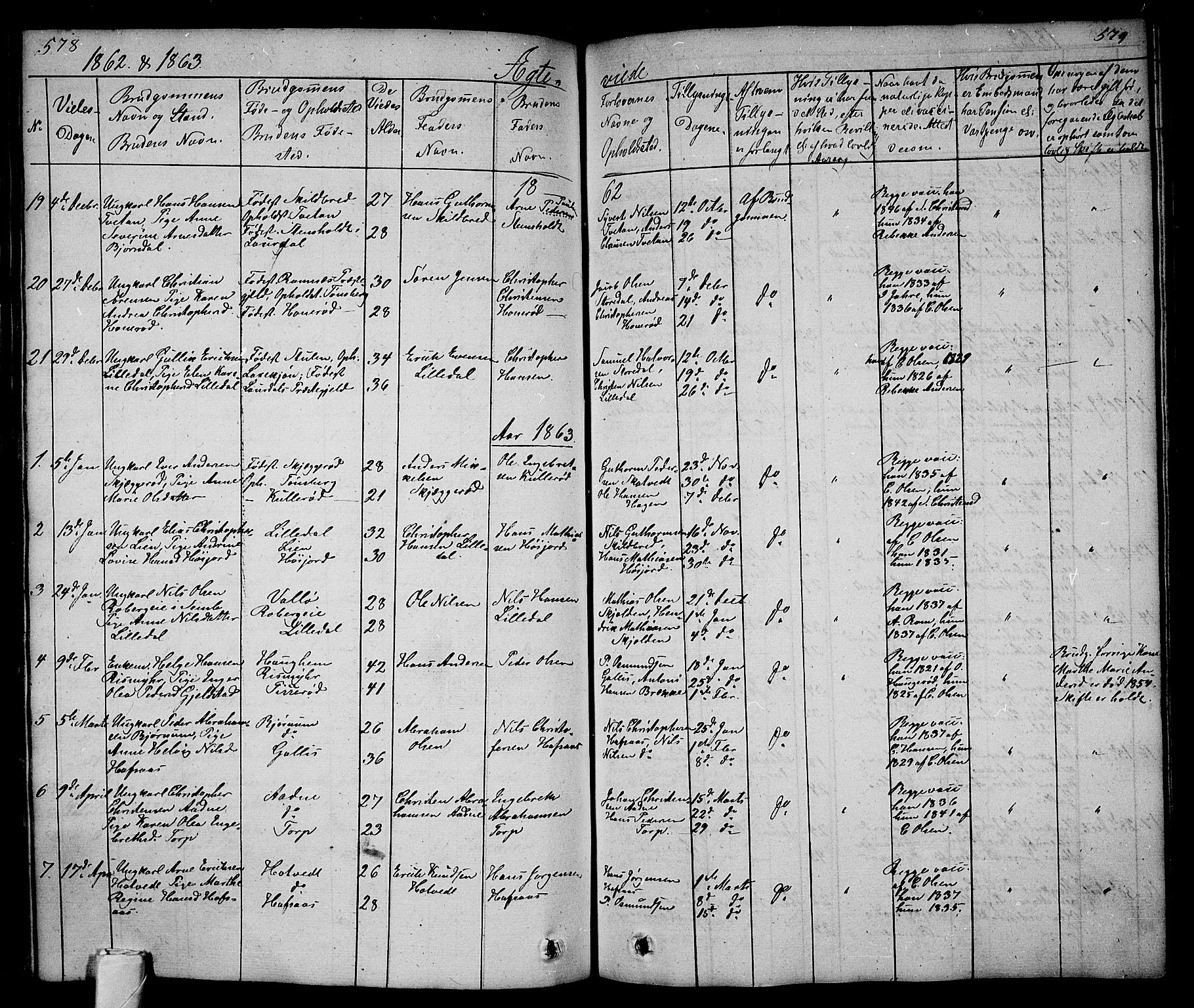 Andebu kirkebøker, AV/SAKO-A-336/G/Ga/L0003: Parish register (copy) no. I 3, 1832-1867, p. 578-579