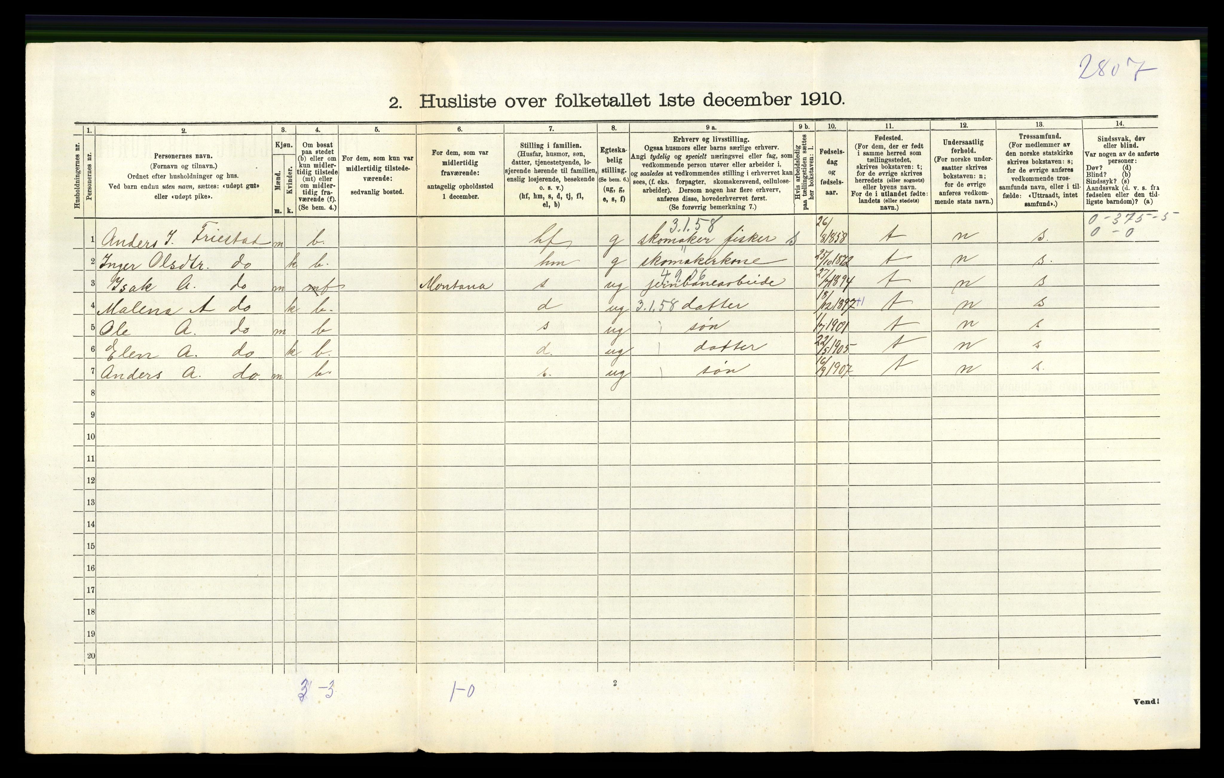 RA, 1910 census for Ogna, 1910, p. 280