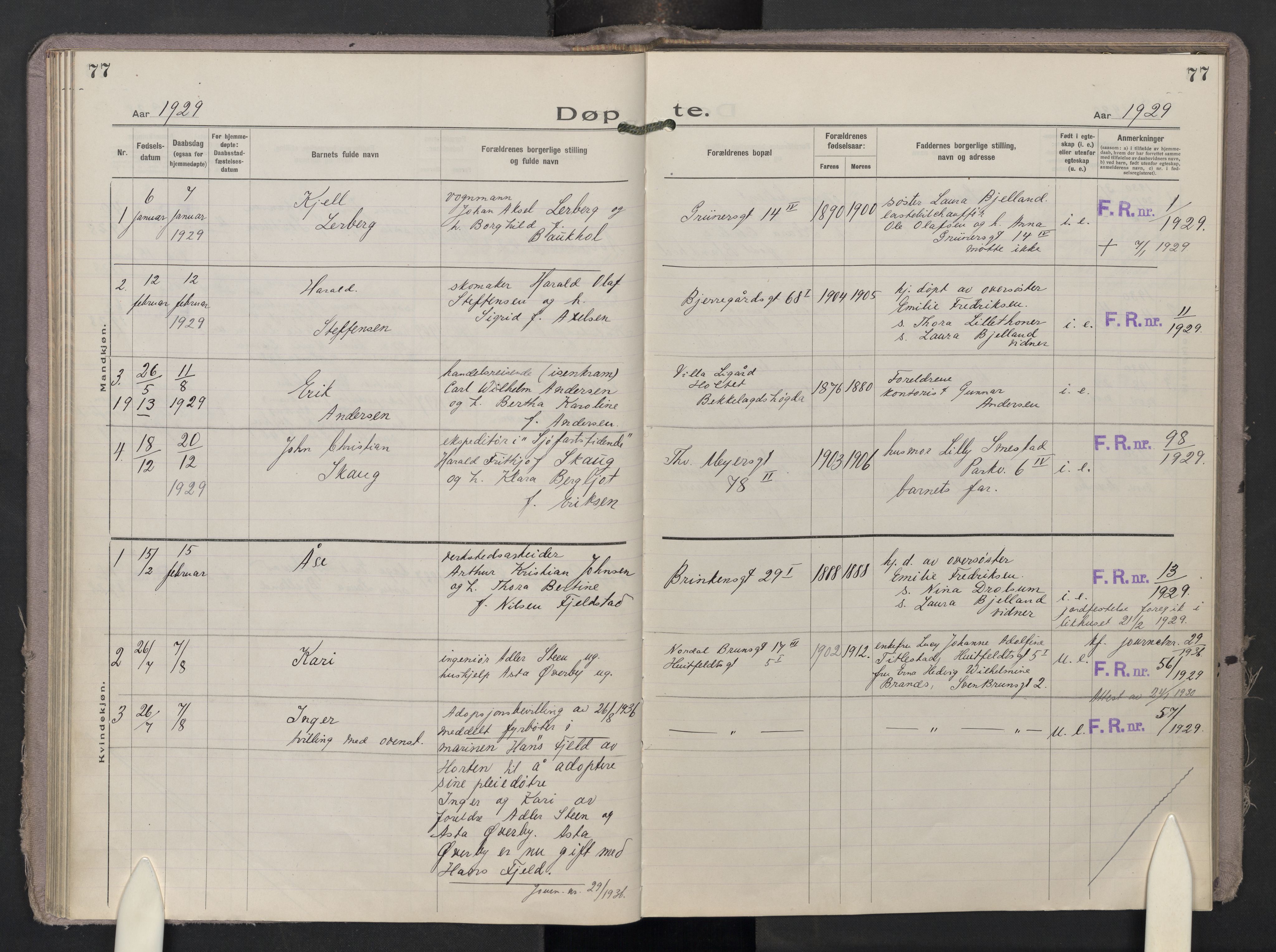 Krohgstøtten sykehusprest Kirkebøker, AV/SAO-A-10854/F/Fa/L0005: Parish register (official) no. 5, 1918-1959, p. 77