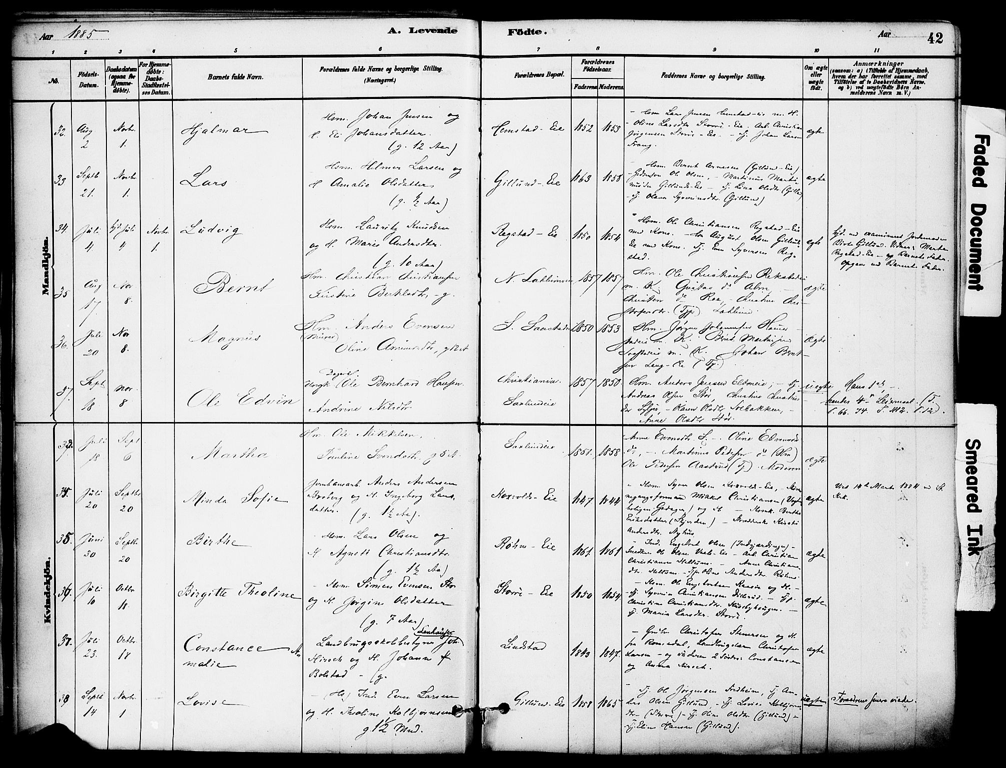 Stange prestekontor, AV/SAH-PREST-002/K/L0017: Parish register (official) no. 17, 1880-1893, p. 42